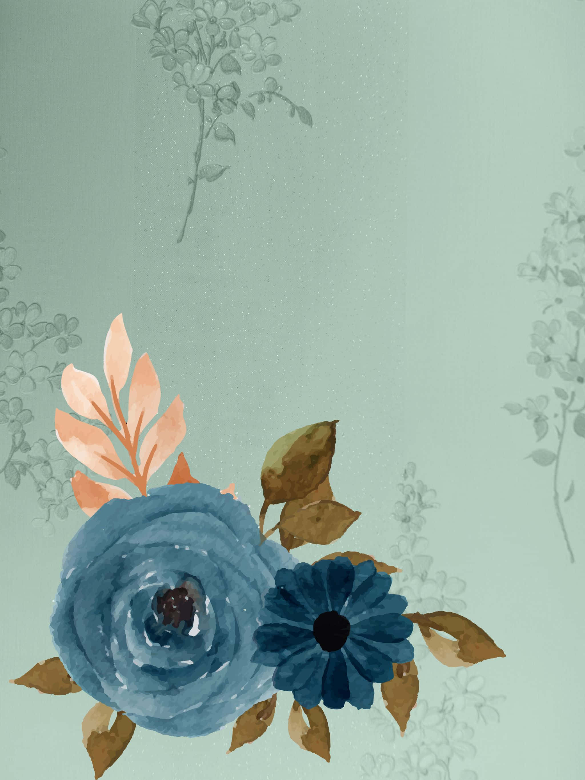 2048x2732, blue roses, peach leaves, 2K Phone Wallpaper