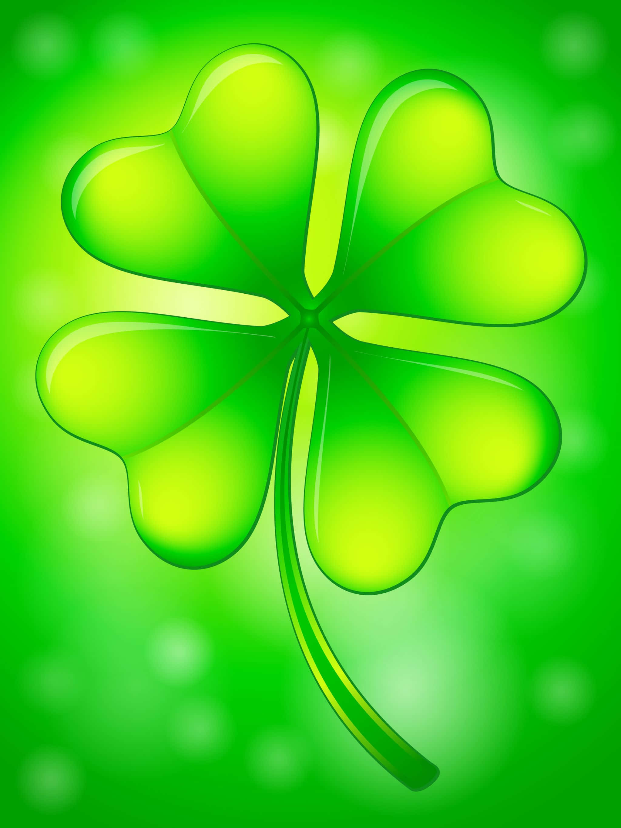 2048x2732, glossy four-leaf clover, vibrant green gradient leaves, 2K Phone Wallpaper