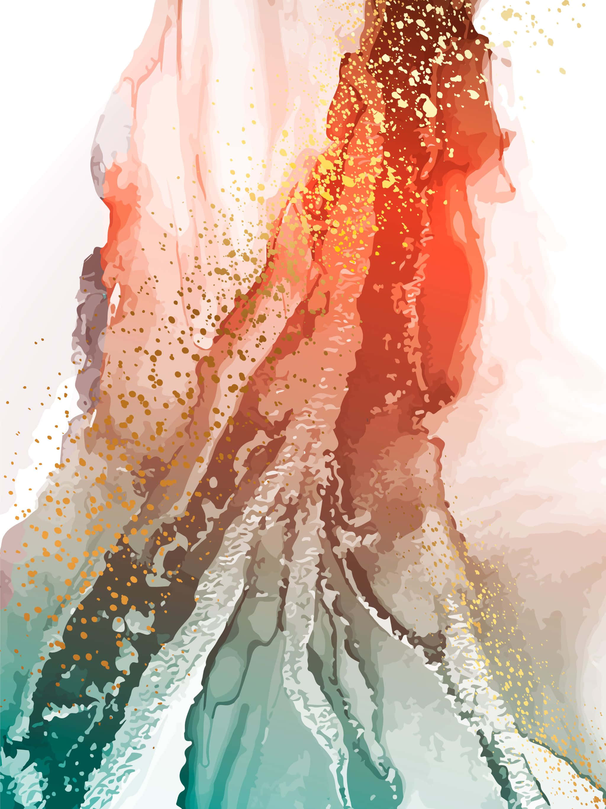 2048x2732, coral peach gold, teal, 2K Phone Wallpaper