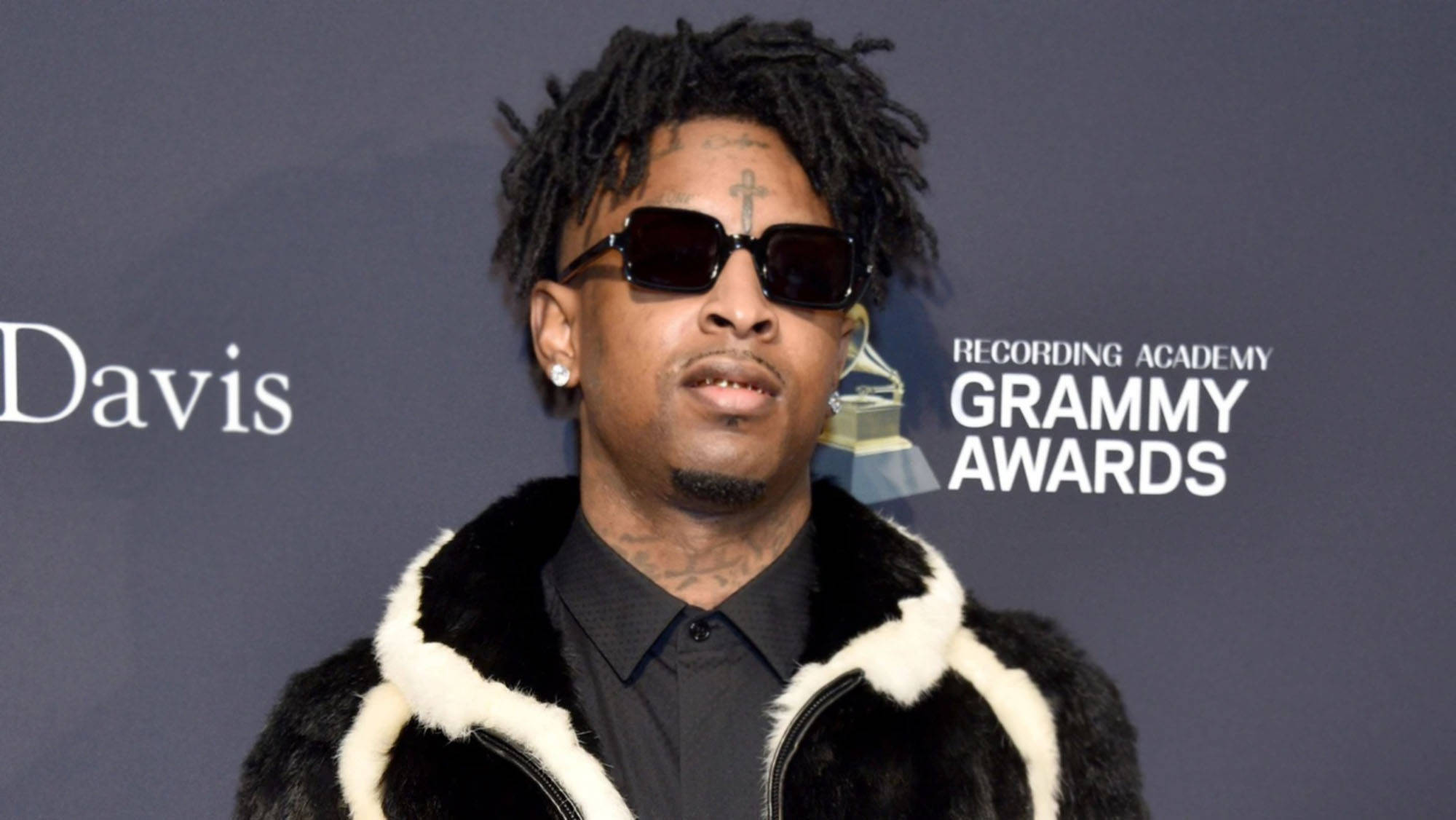 21 Savage, 62nd GRAMMY Awards, black and white fur coat, Full HD Desktop Wallpaper