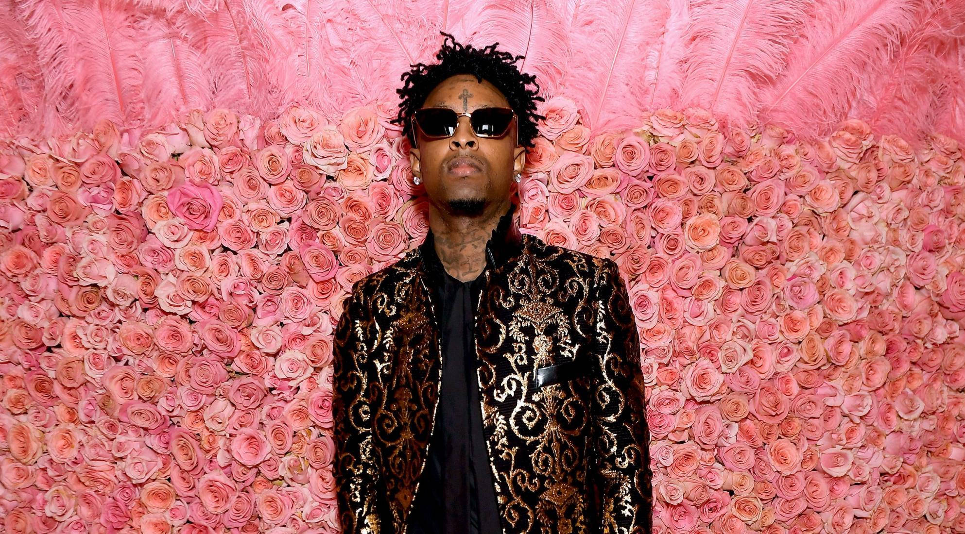 21 Savage, 2019 Met Gala, pink roses, Full HD Desktop Wallpaper