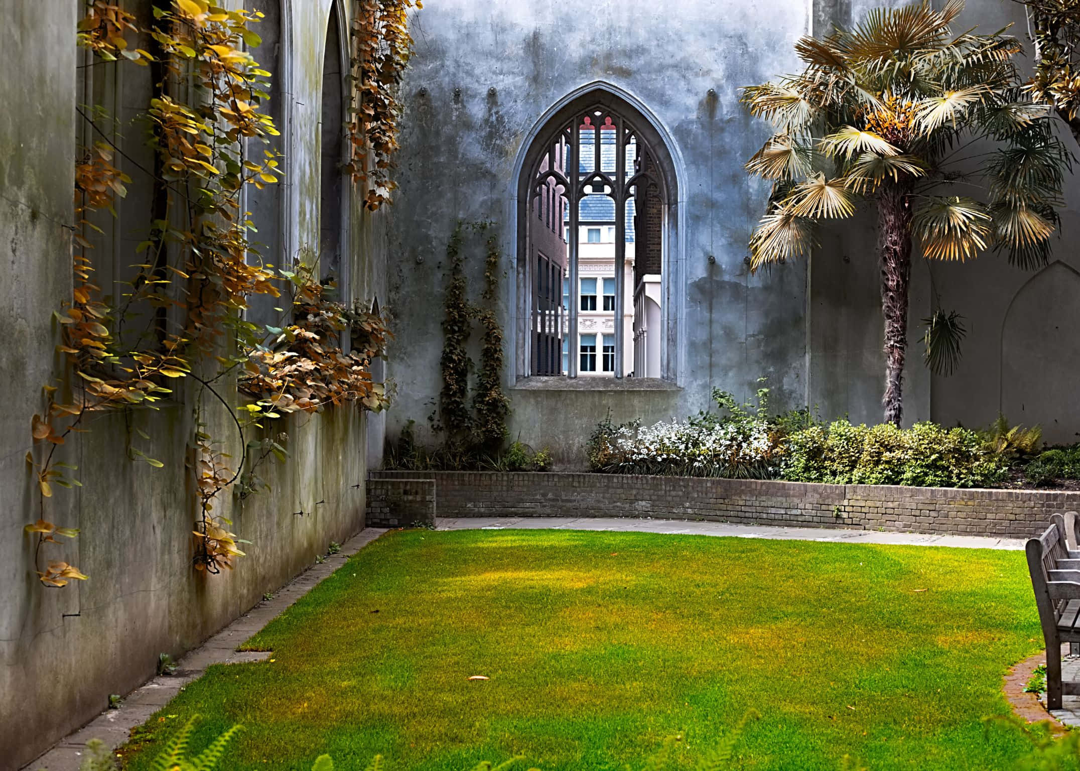 2152x1536, gothic arch window, autumnal vines, Full HD Desktop Wallpaper