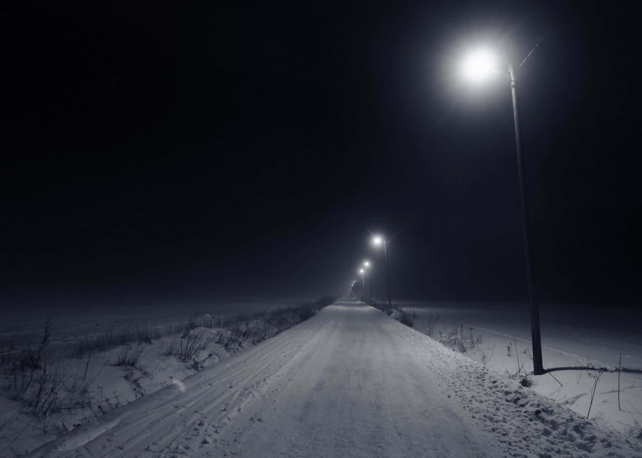 2152x1536, snow-covered road, streetlights, Full HD Desktop Wallpaper