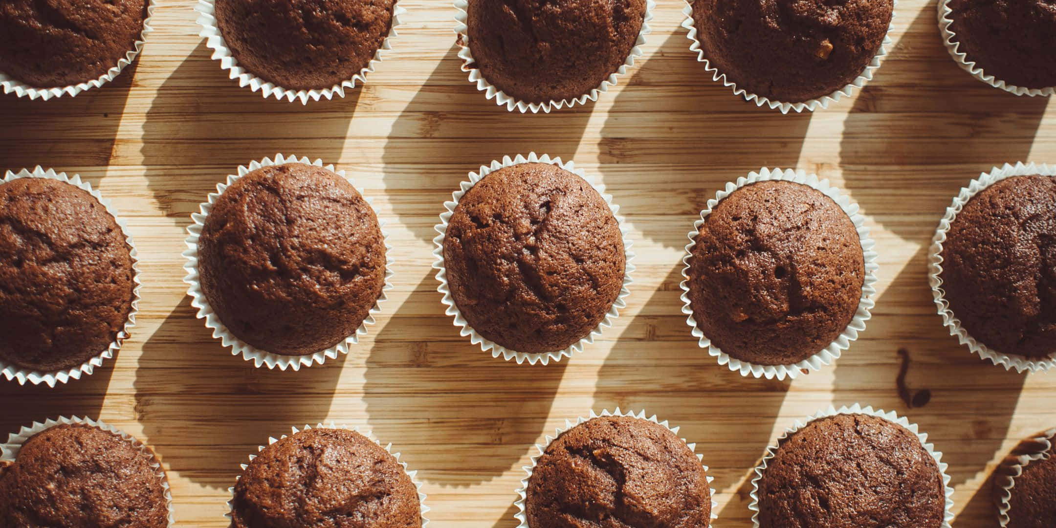 2160x1080, chocolate muffins, white liners, Full HD Desktop Wallpaper