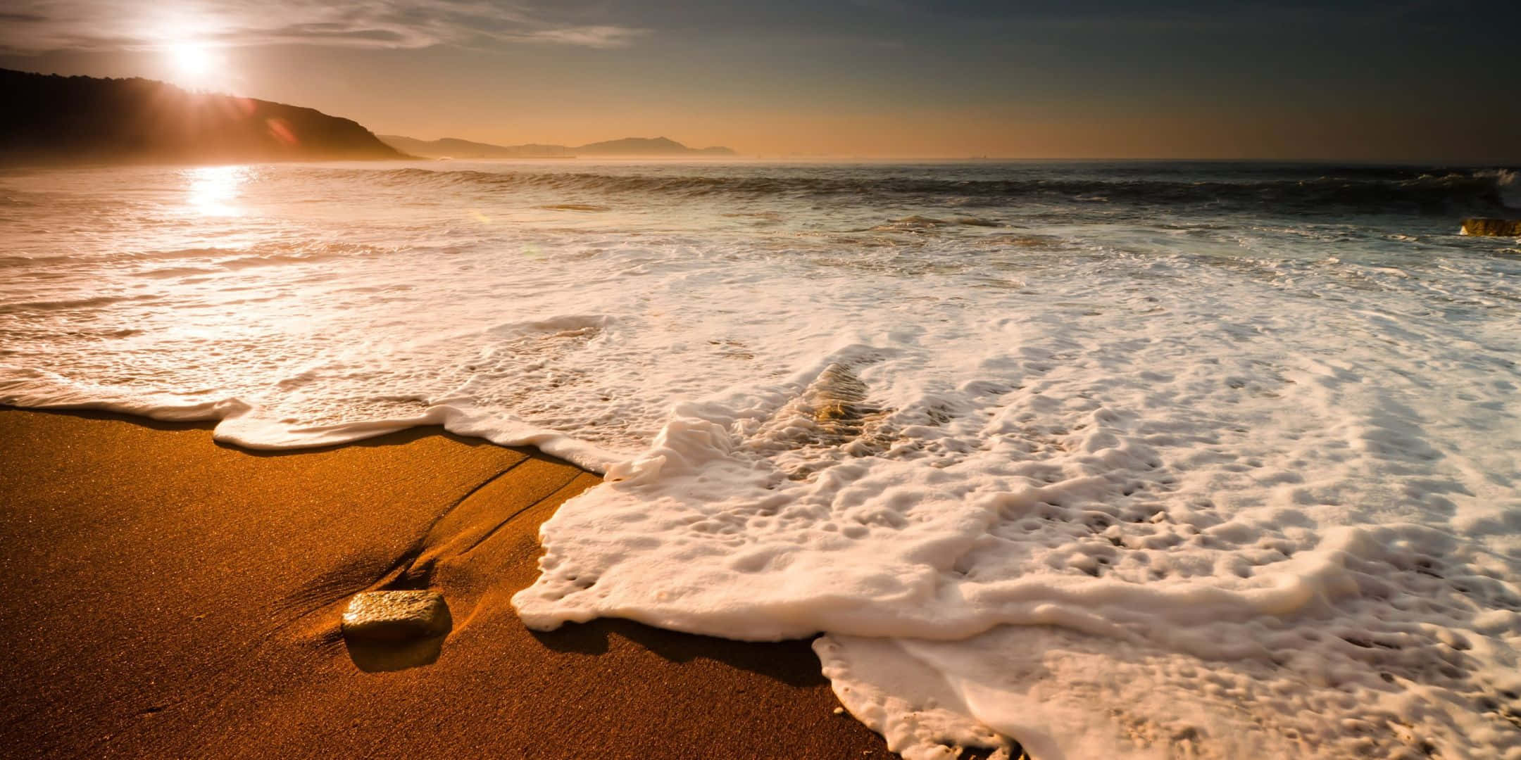 2160x1080, Golden sunset, warm sand, Full HD Desktop Wallpaper