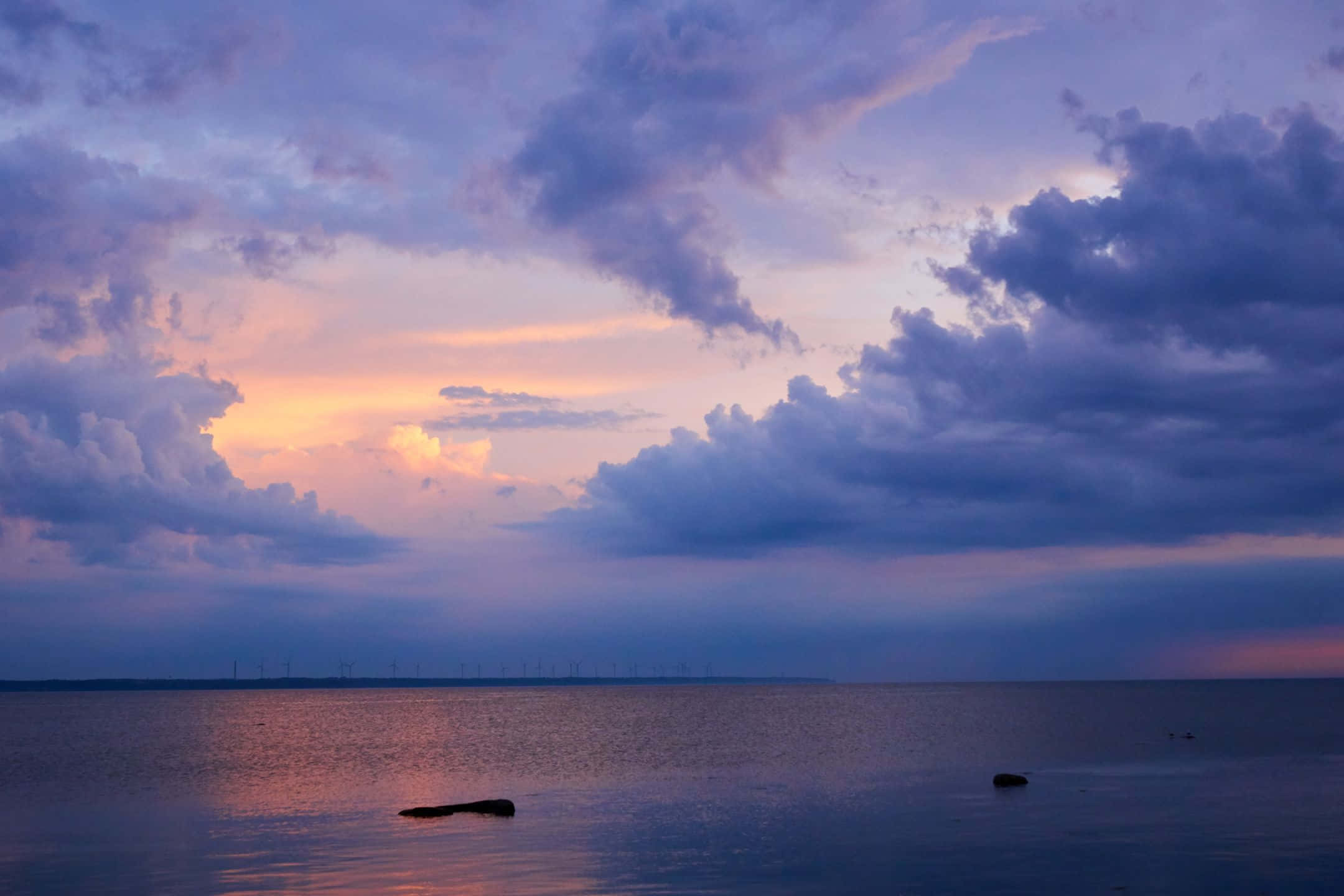 2160x1440, twilight seascape, purple and orange clouds, Full HD Desktop Wallpaper