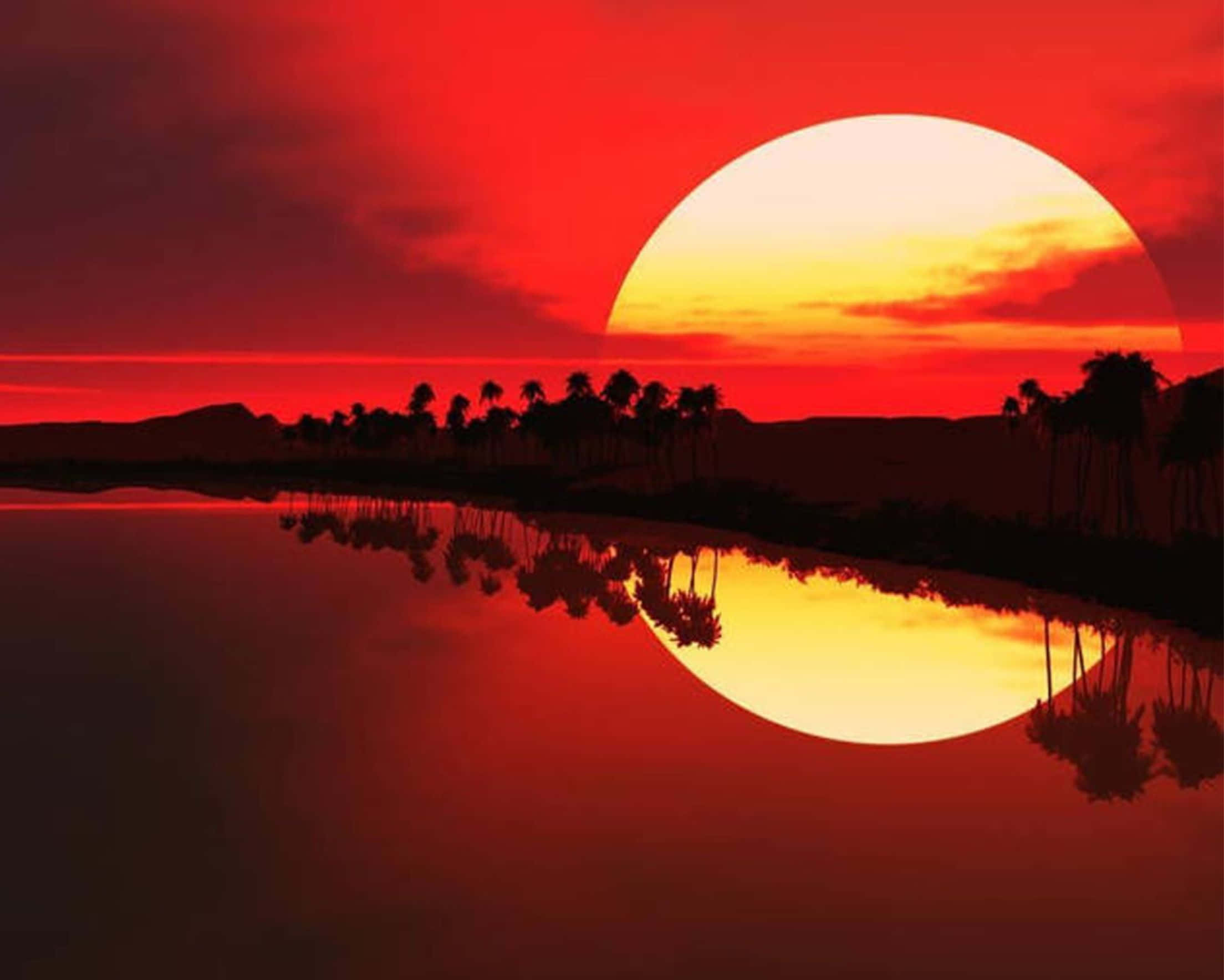 2208x1768, fiery red sunset, giant sun, Full HD Desktop Wallpaper