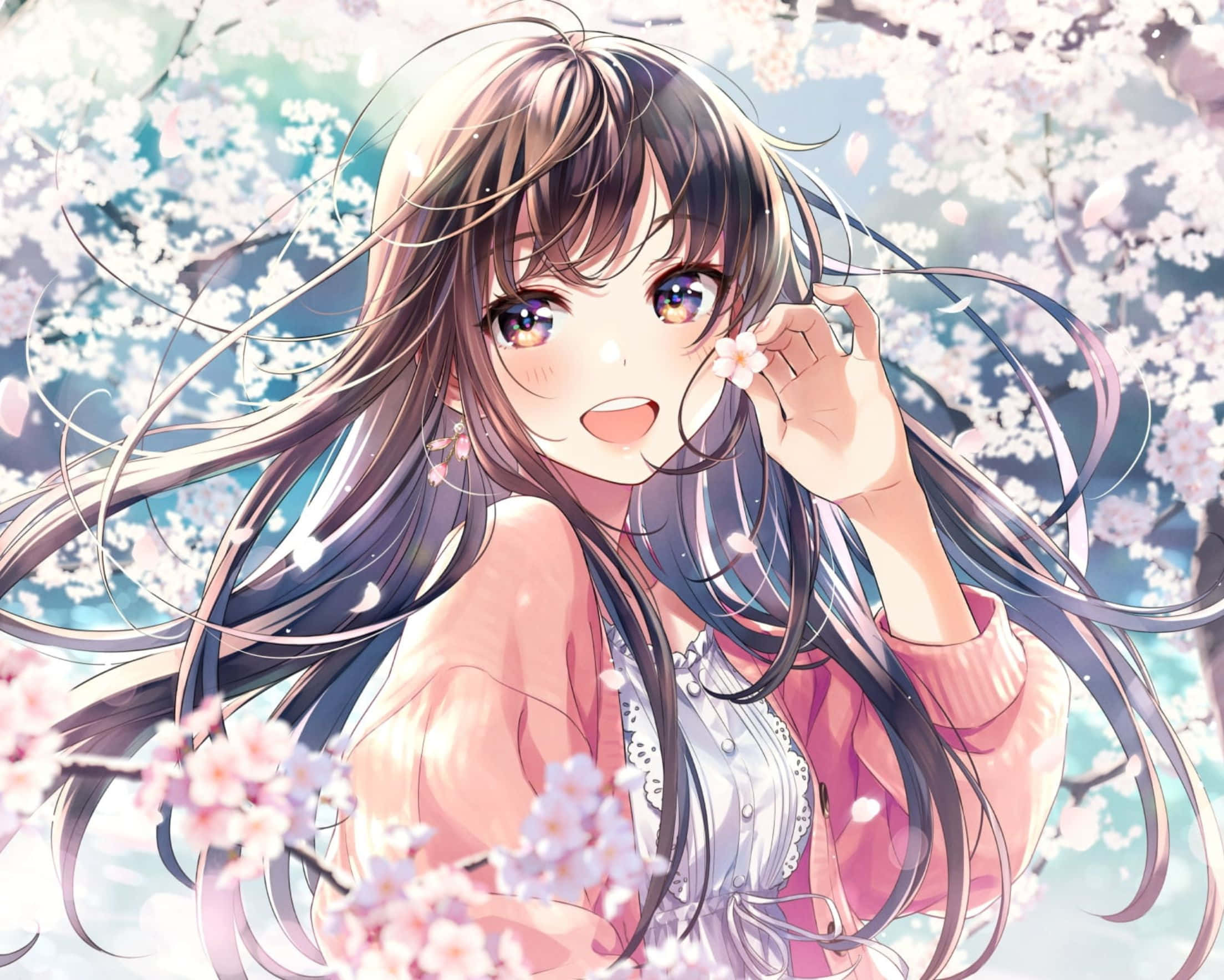 2208x1768, anime girl, long dark hair, Full HD Desktop Wallpaper