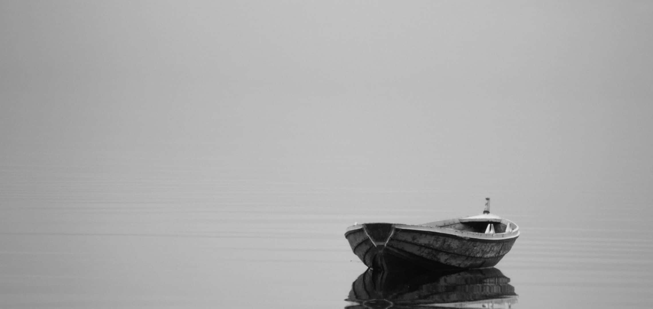 2280x1080, rowboat, misty calm lake, Full HD Desktop Wallpaper