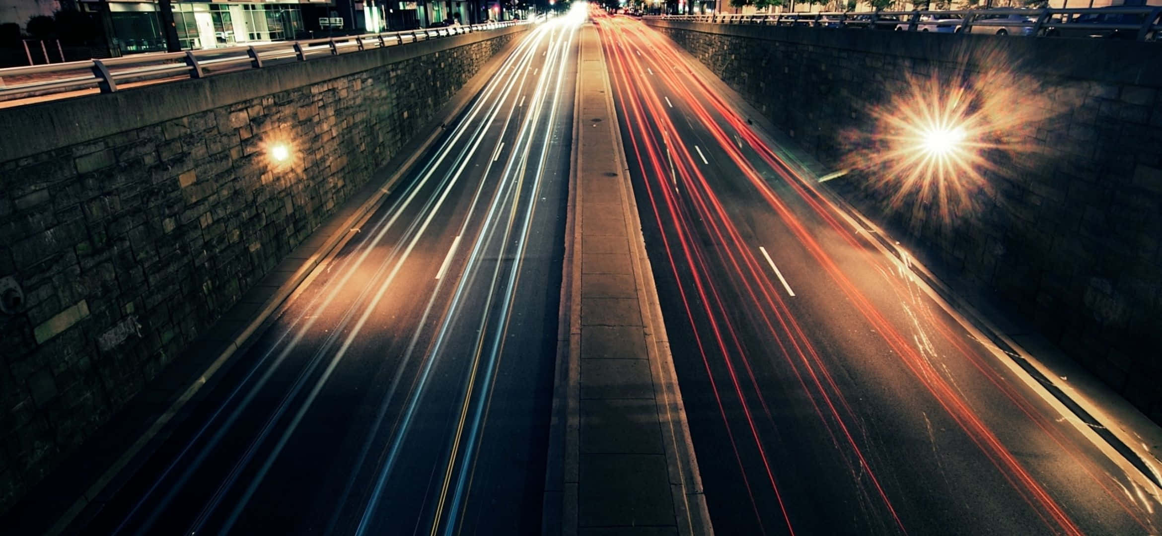 2340x1080, dark urban tunnel, night, Full HD Desktop Wallpaper