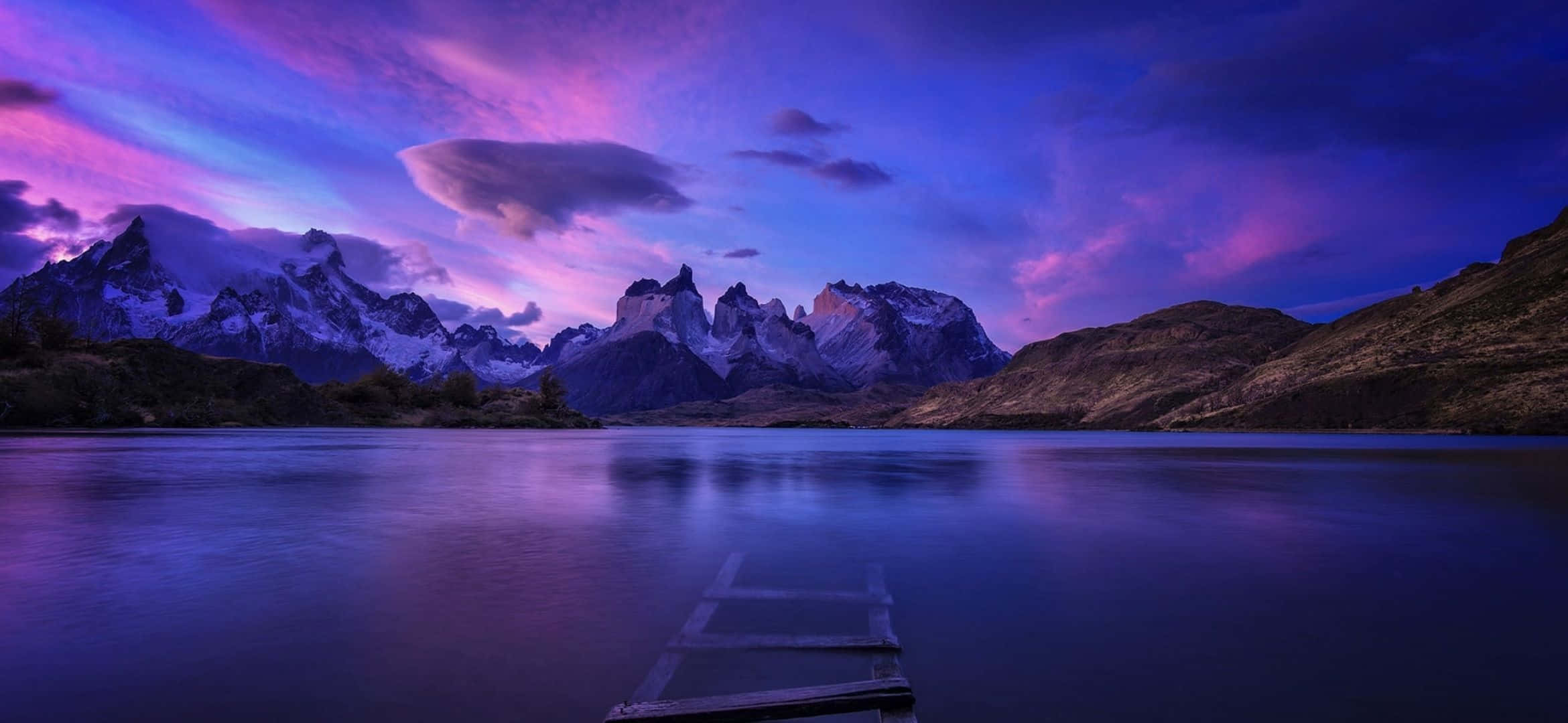 2340x1080, wooden dock, glassy lake, Full HD Desktop Wallpaper