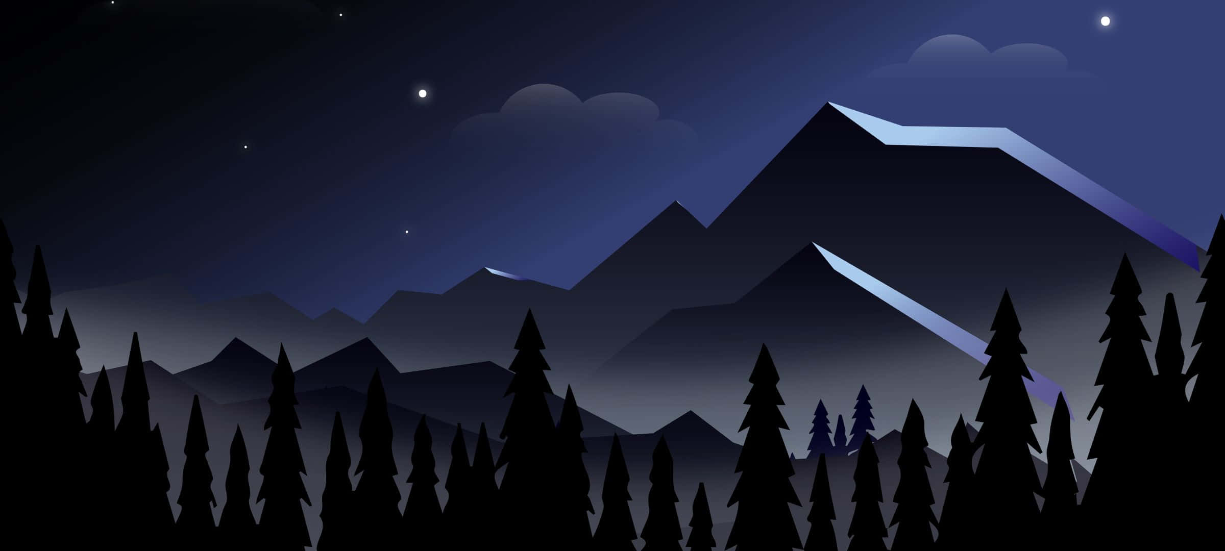 2400x1080, pine trees, mountain ranges, Full HD Desktop Wallpaper