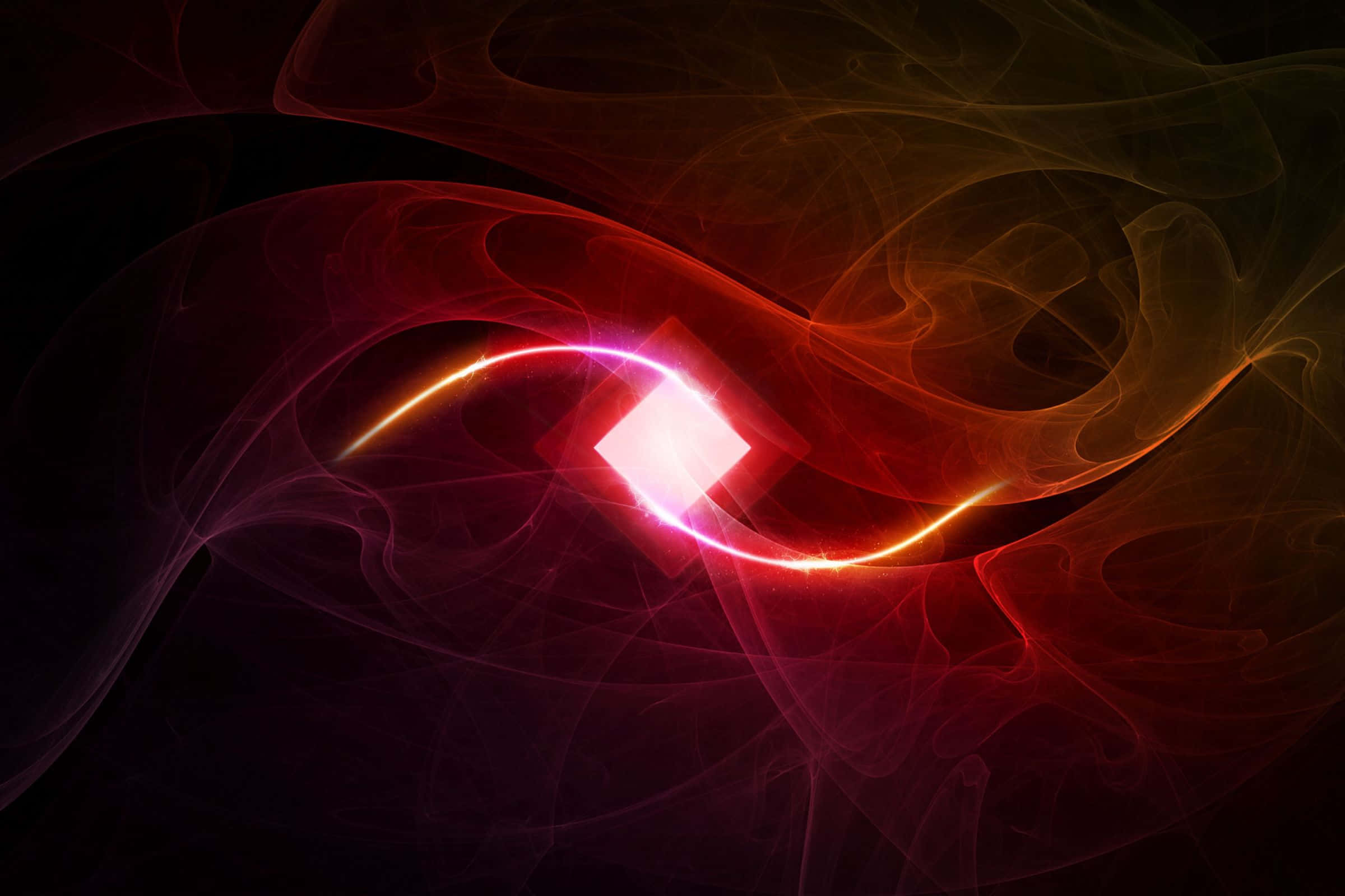 2400x1600, glowing pink cube, swirling red orange and black fractal energy streams, Full HD Desktop Wallpaper