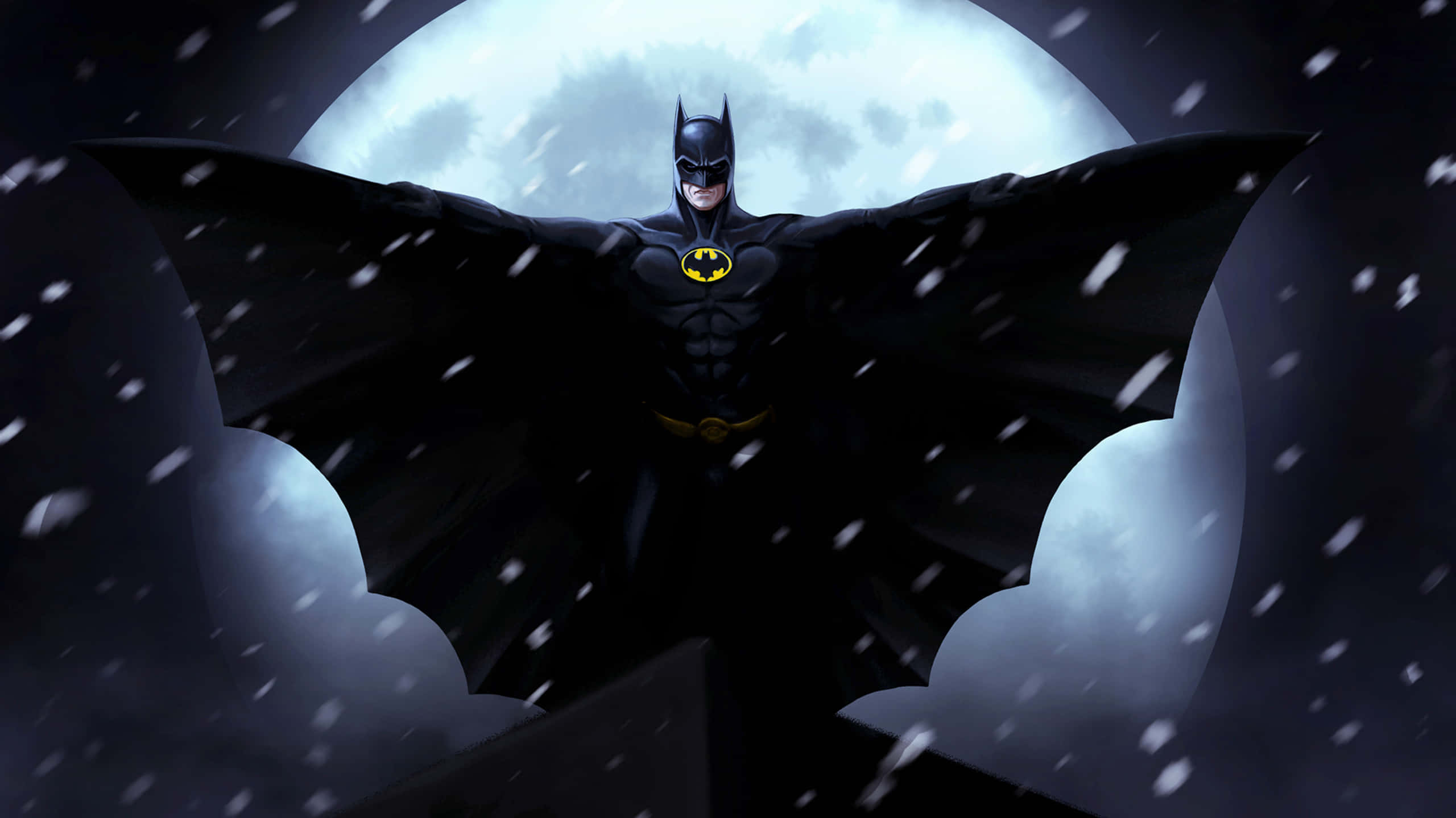 Batman, full moon, snow, 2K Desktop Wallpaper