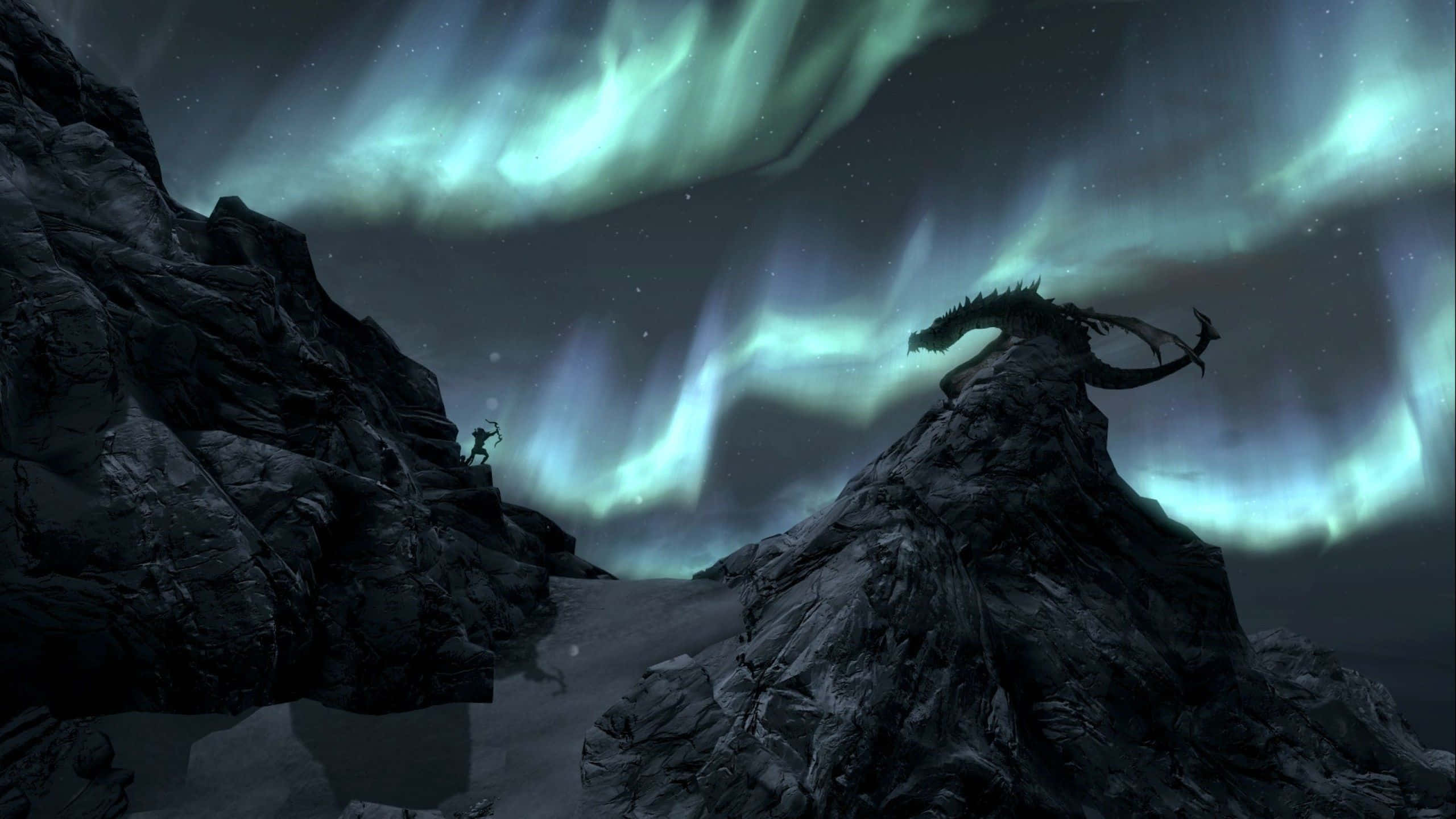 2560 X 1440, Skyrim, dragon, 2K Desktop Wallpaper
