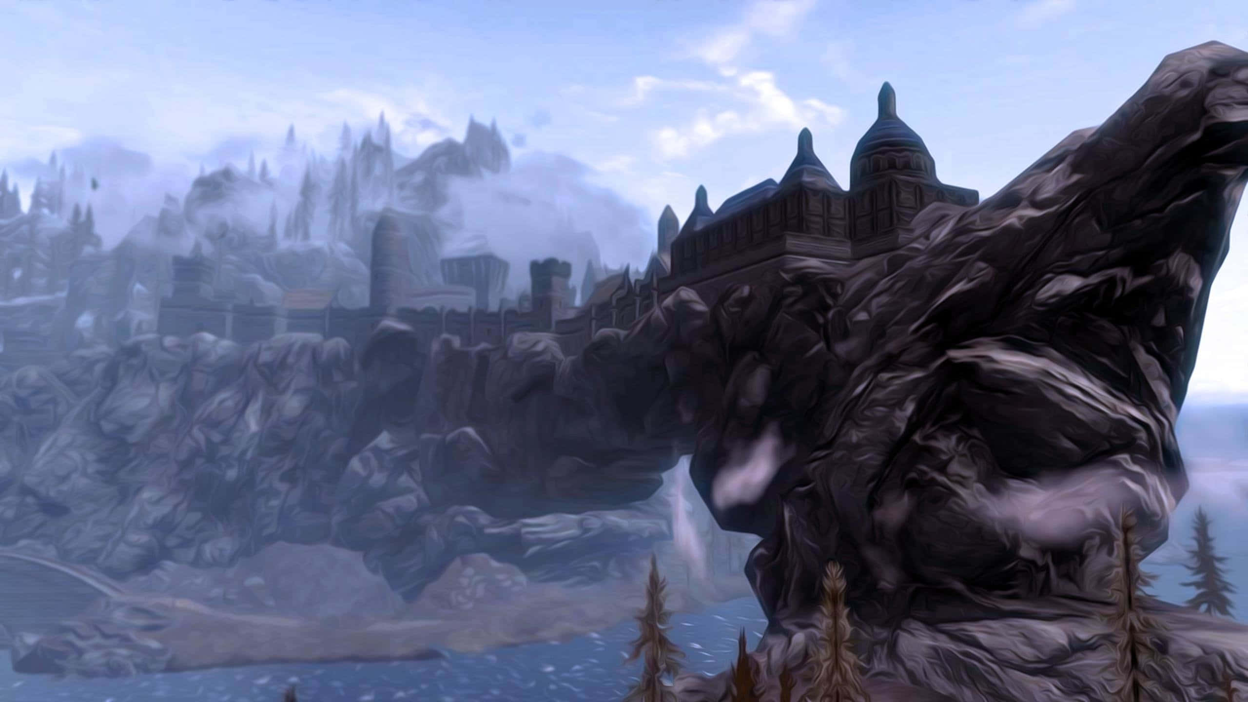 2560 x 1440, Skyrim, castle, 2K Desktop Wallpaper