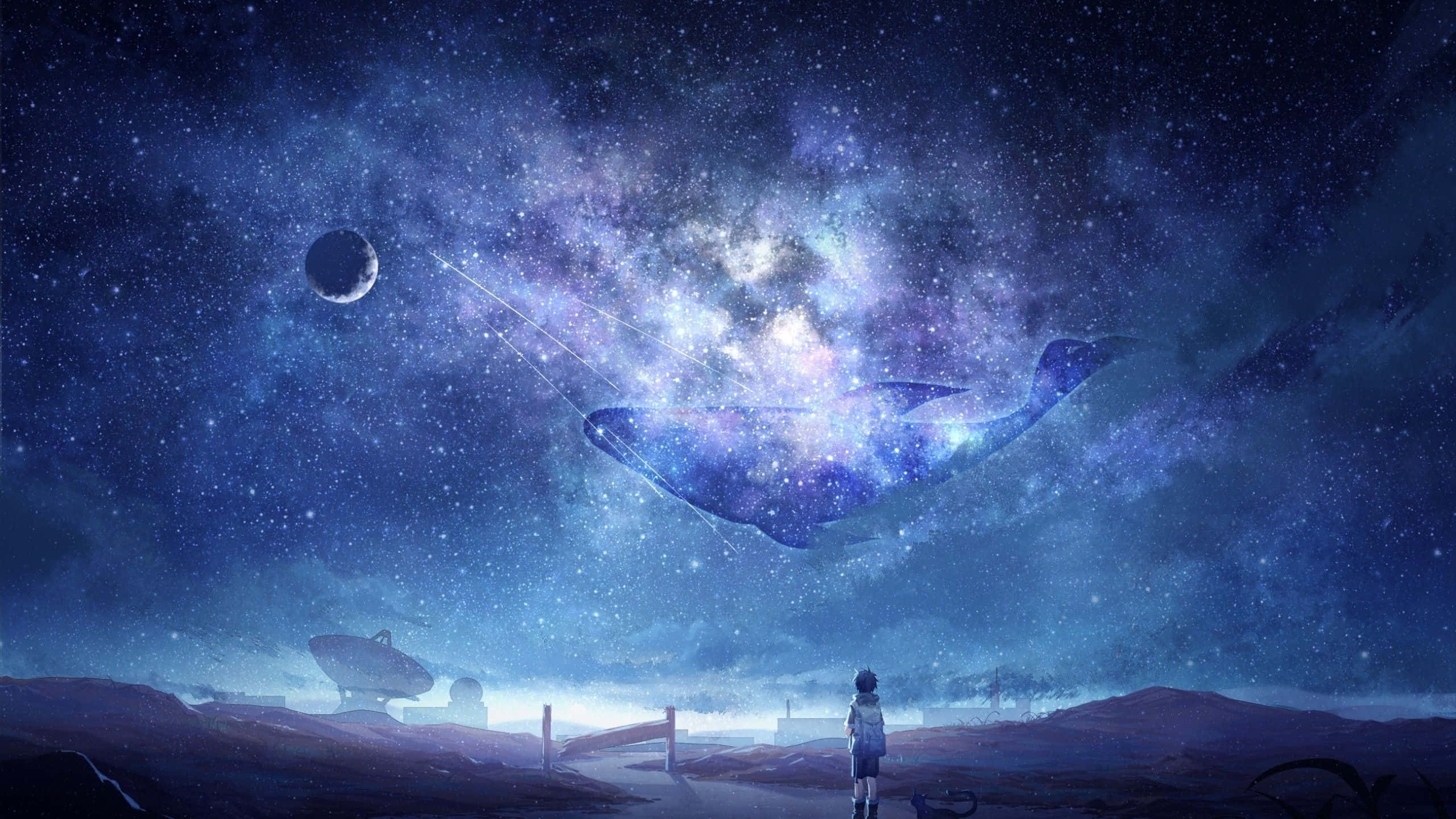 cosmic whale, glowing galaxy whale, starry sky, 2K Desktop Wallpaper