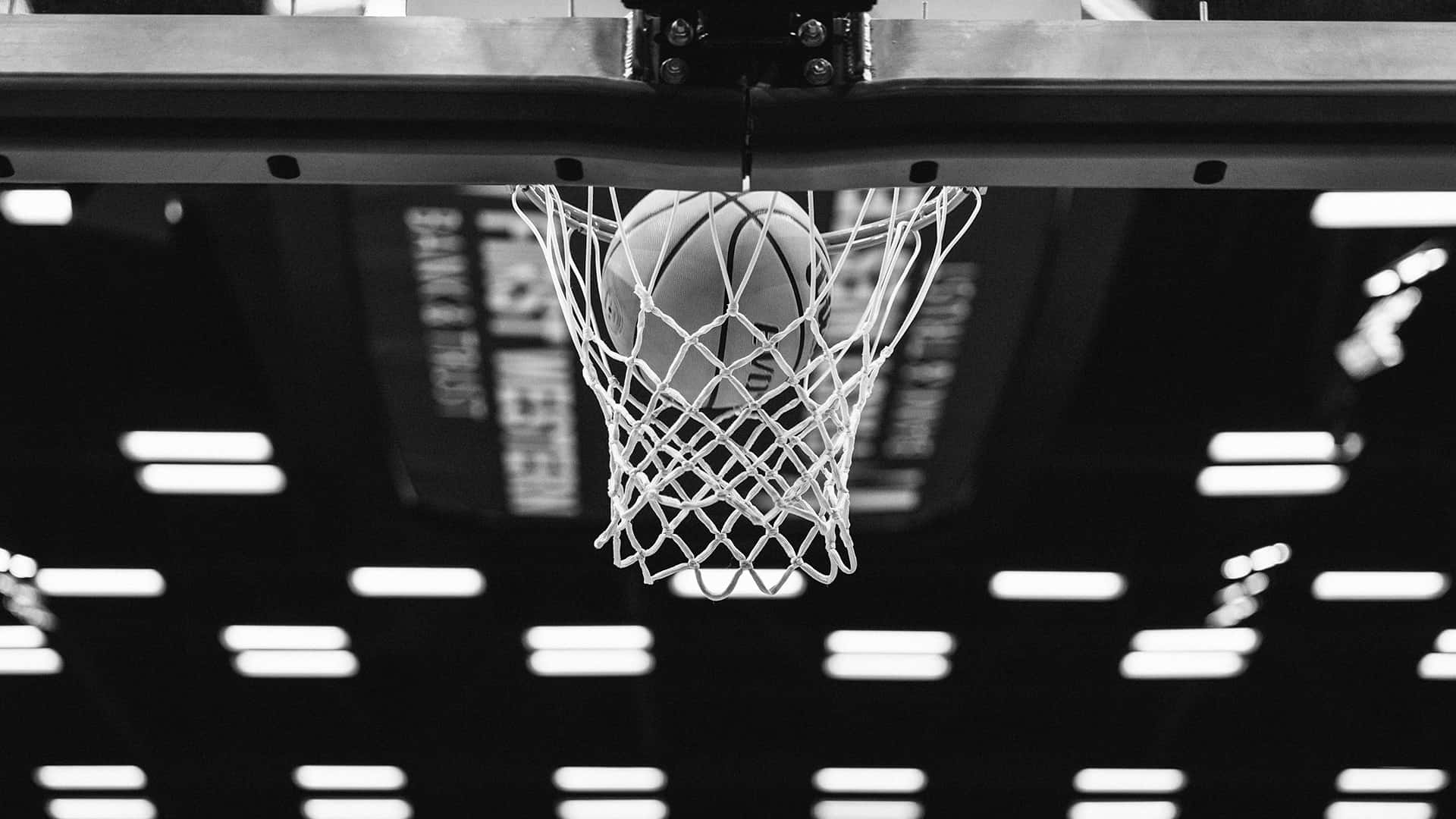 black basketball, hoop, net, Full HD Desktop Wallpaper