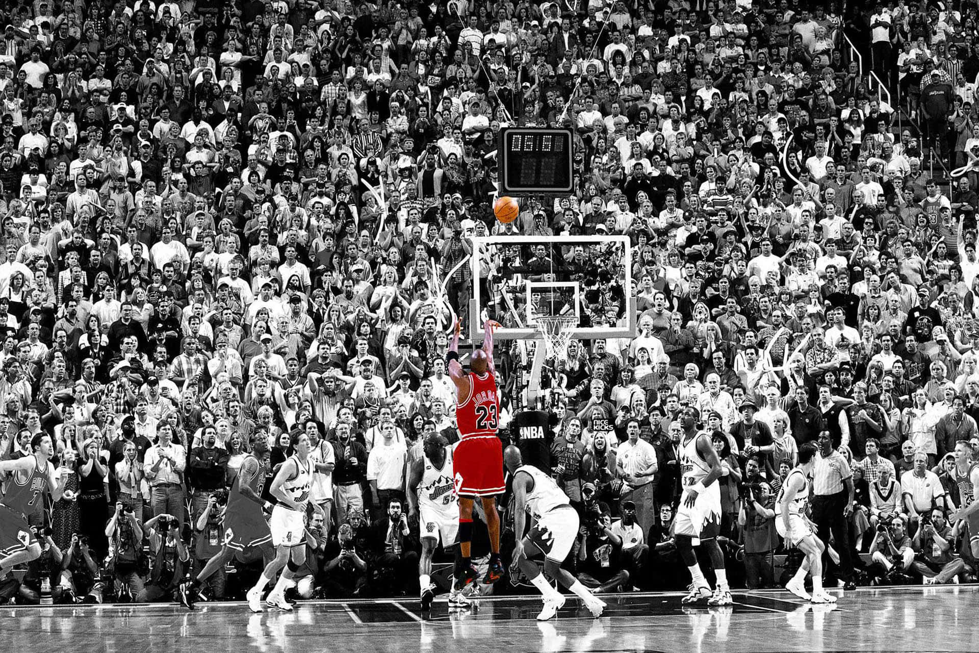 red jersey, basketball player, dunk the ball, Full HD Desktop Wallpaper