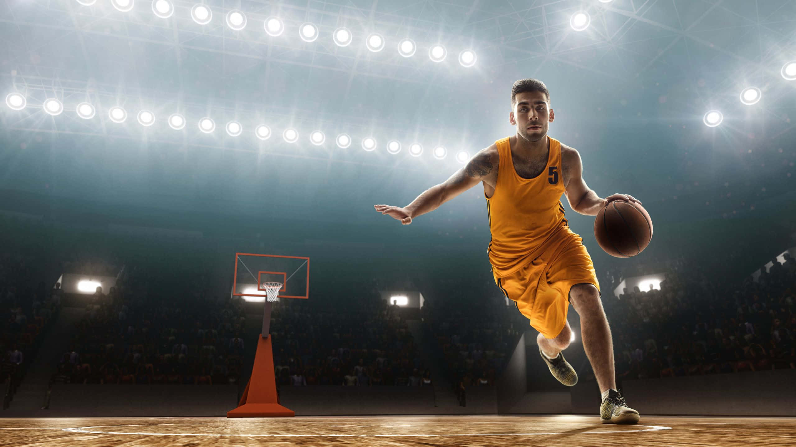 2560x1440, basketball, yellow jersey, 2K Desktop Wallpaper