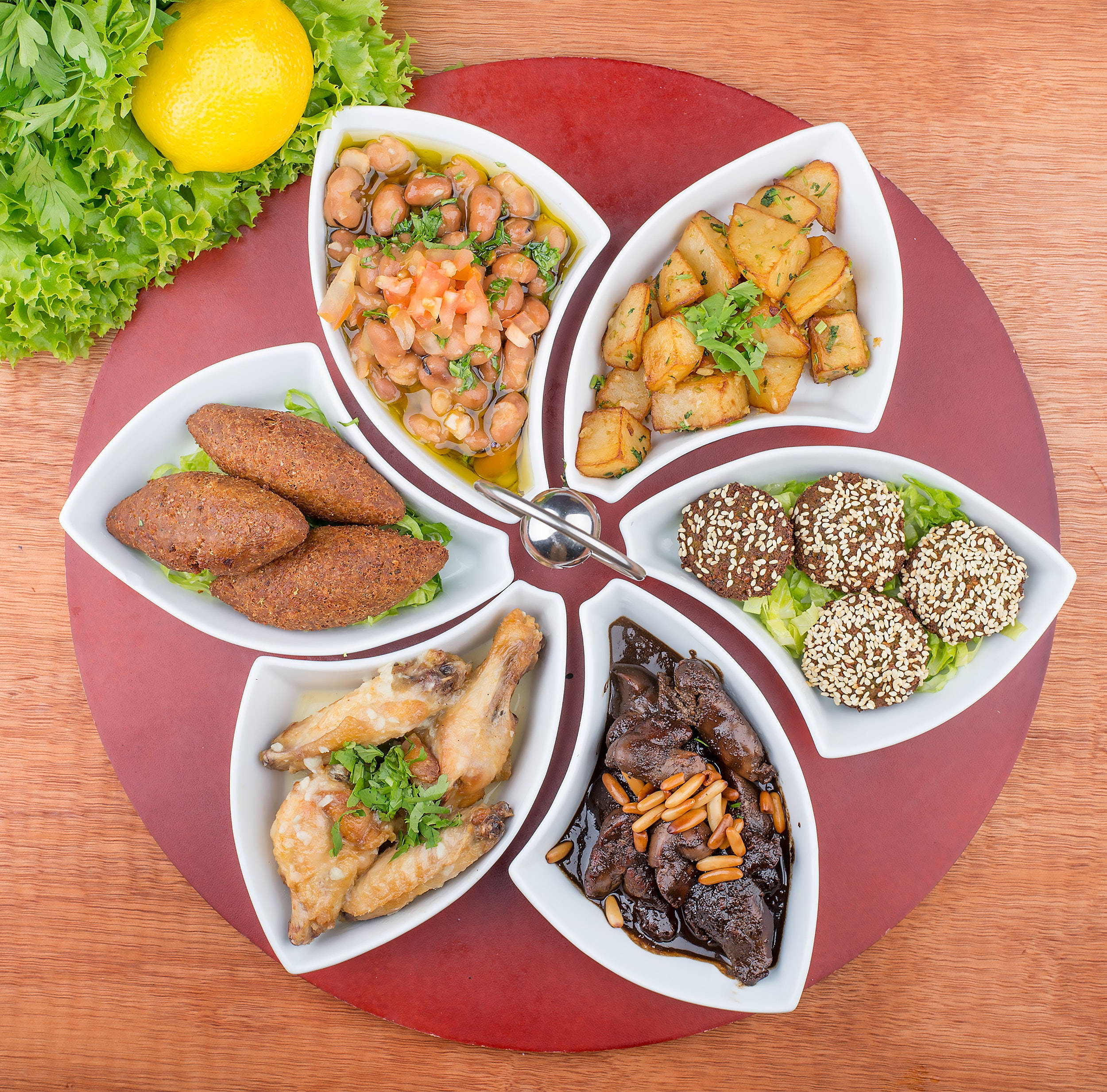 Middle Eastern meze platter, falafel, hummus, Full HD Desktop Wallpaper