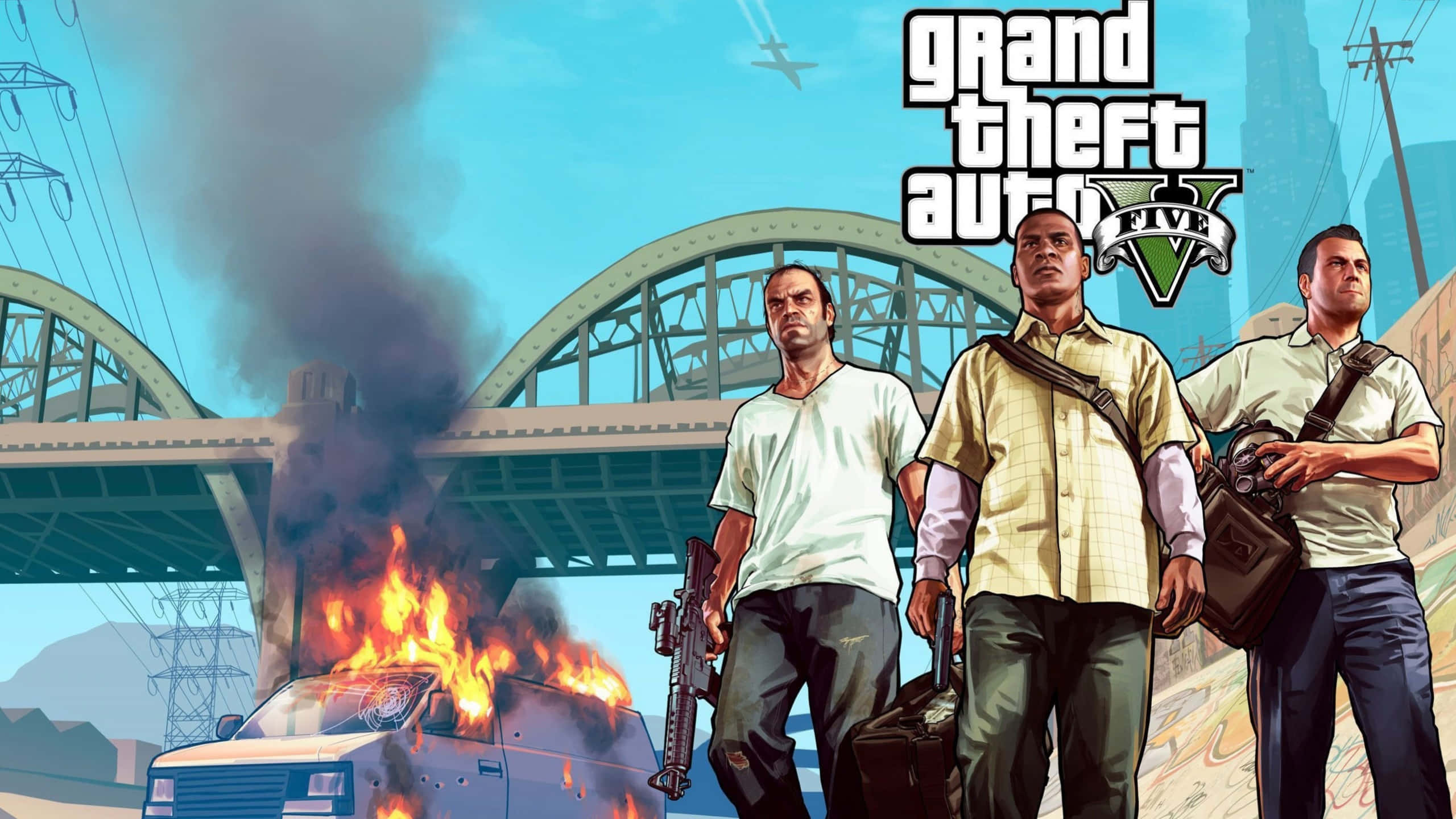 2560x1440, Gta 5, Nighttime in the City, 2K Desktop Wallpaper