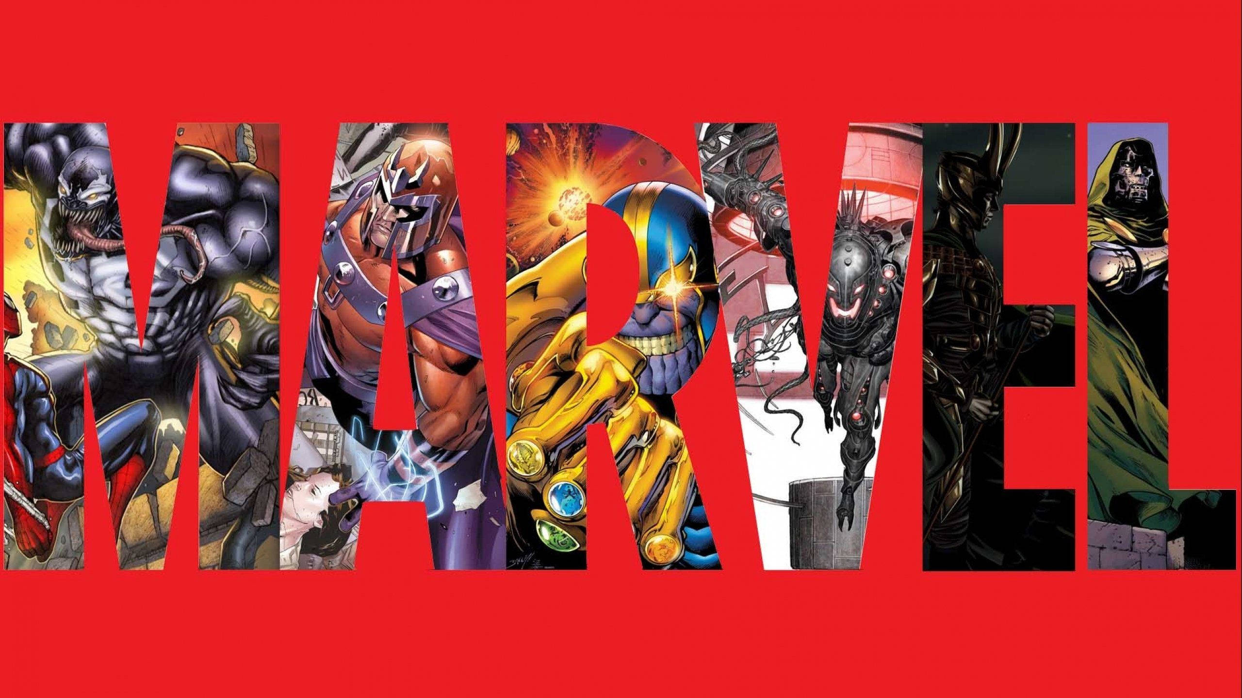 Marvel, Marvel logo, comic book heroes, 2K Desktop Wallpaper