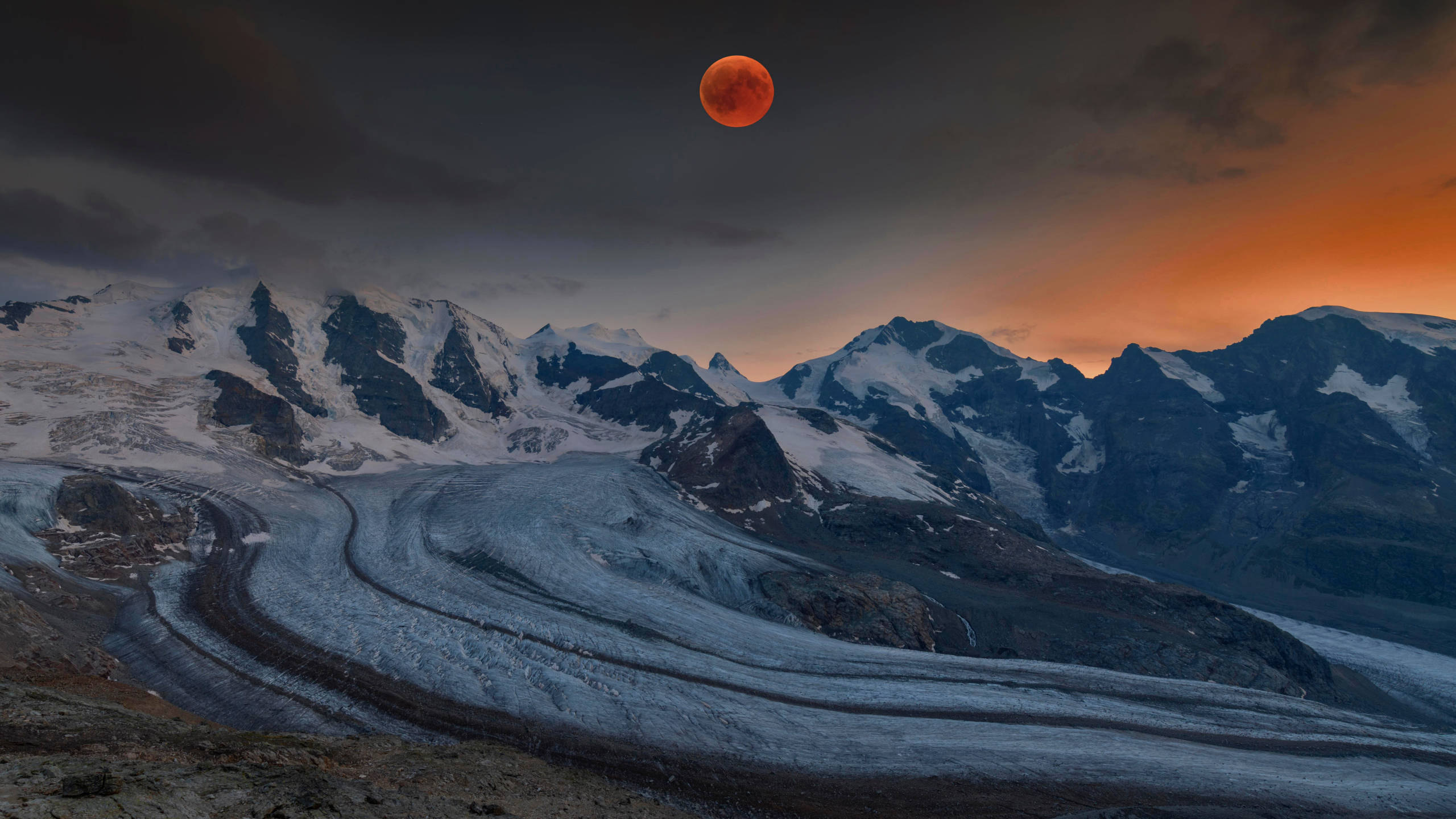 2560x1440, nature, lunar eclipse, 2K Desktop Wallpaper
