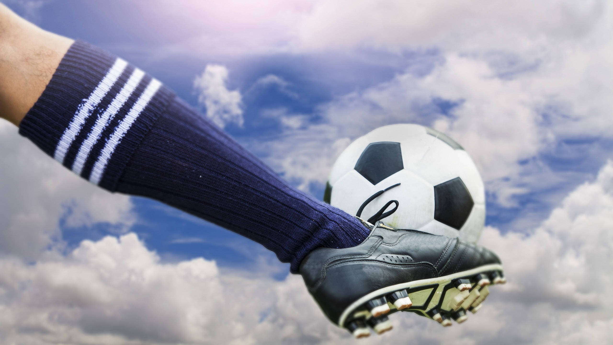 2560x1440, soccer ball, black cleat, 2K Desktop Wallpaper