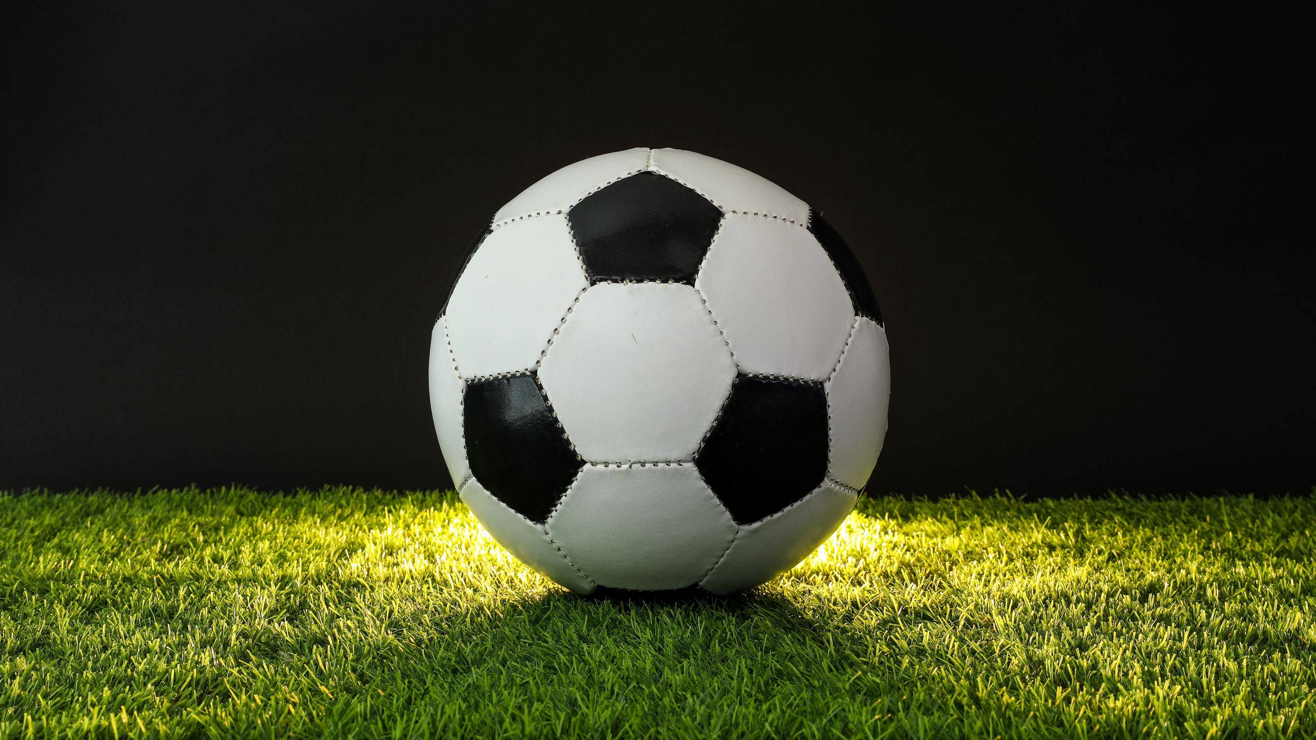 2560x1440, soccer ball, black and white, 2K Desktop Wallpaper