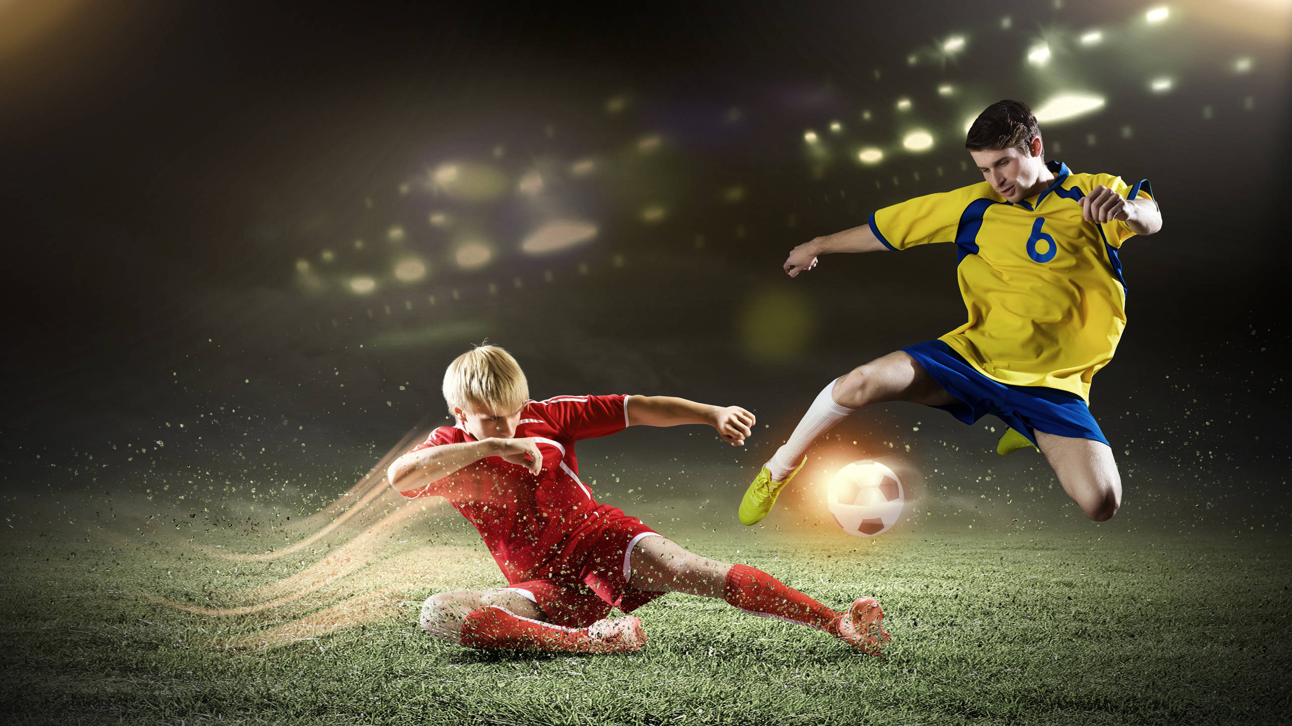 2560x1440, soccer ball, glowing, 2K Desktop Wallpaper