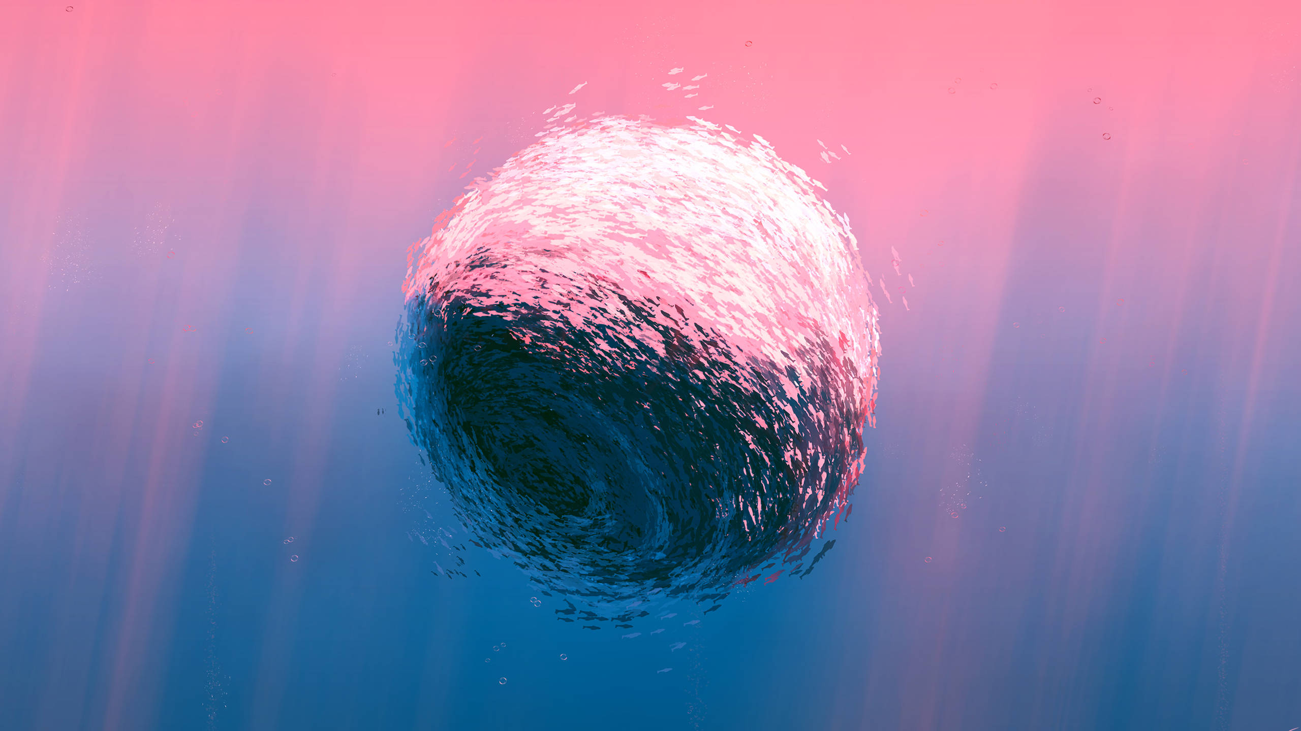 2560 x 1440, deep sea, school of fish, 2K Desktop Wallpaper