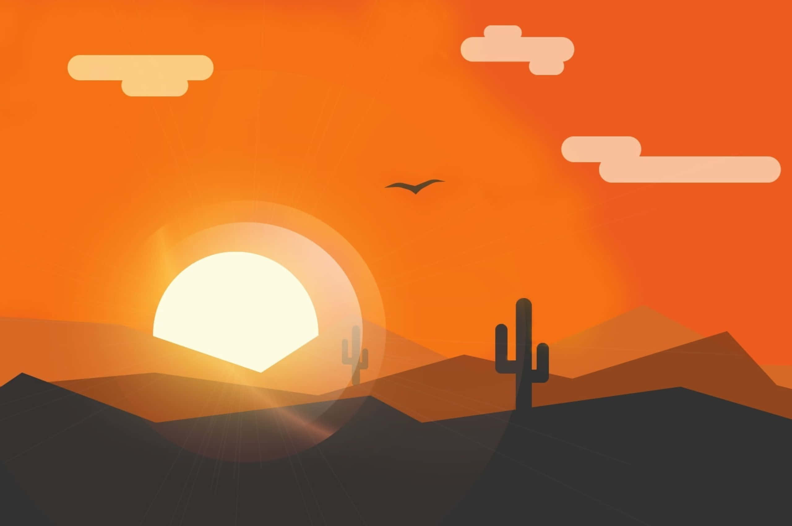 2560x1700, desert sunset, large sun, 2K Desktop Wallpaper
