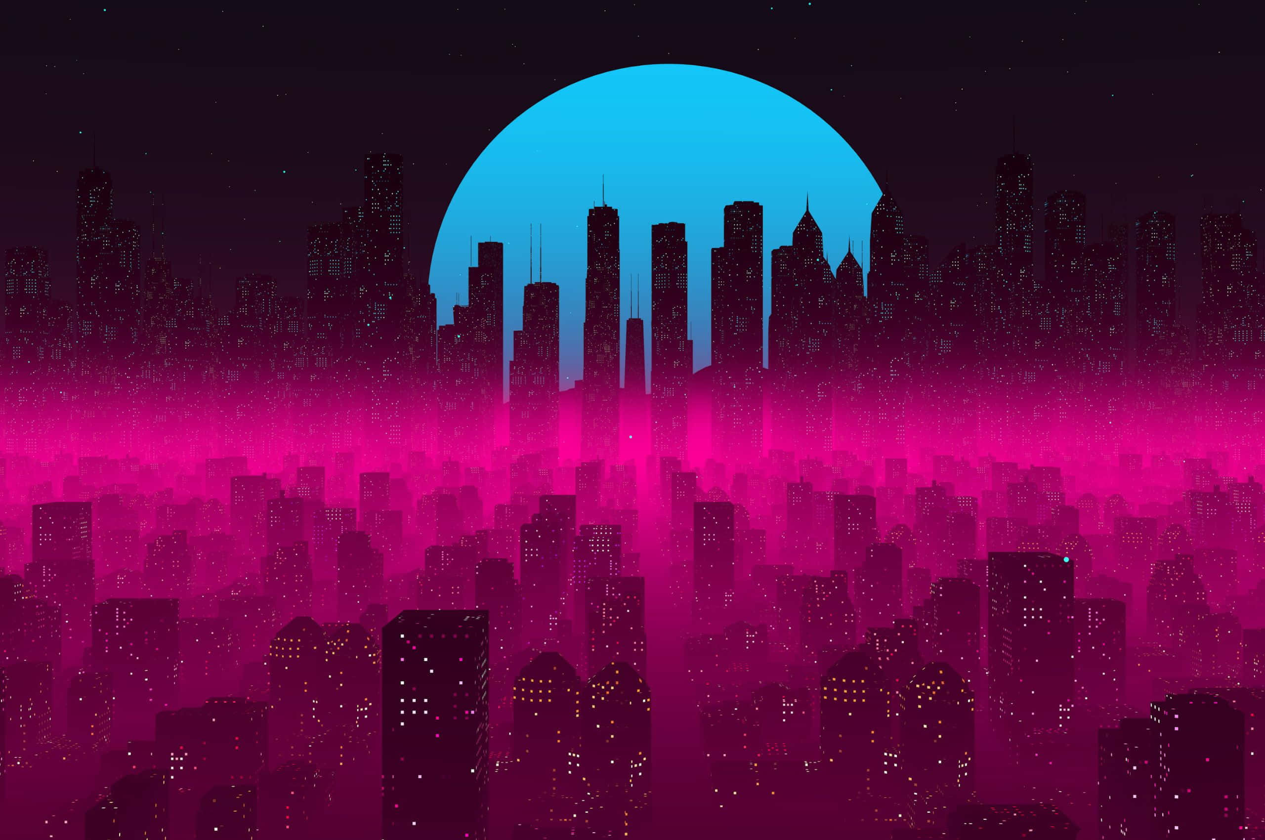neon pink, cyan, retro-futuristic, 2K Desktop Wallpaper