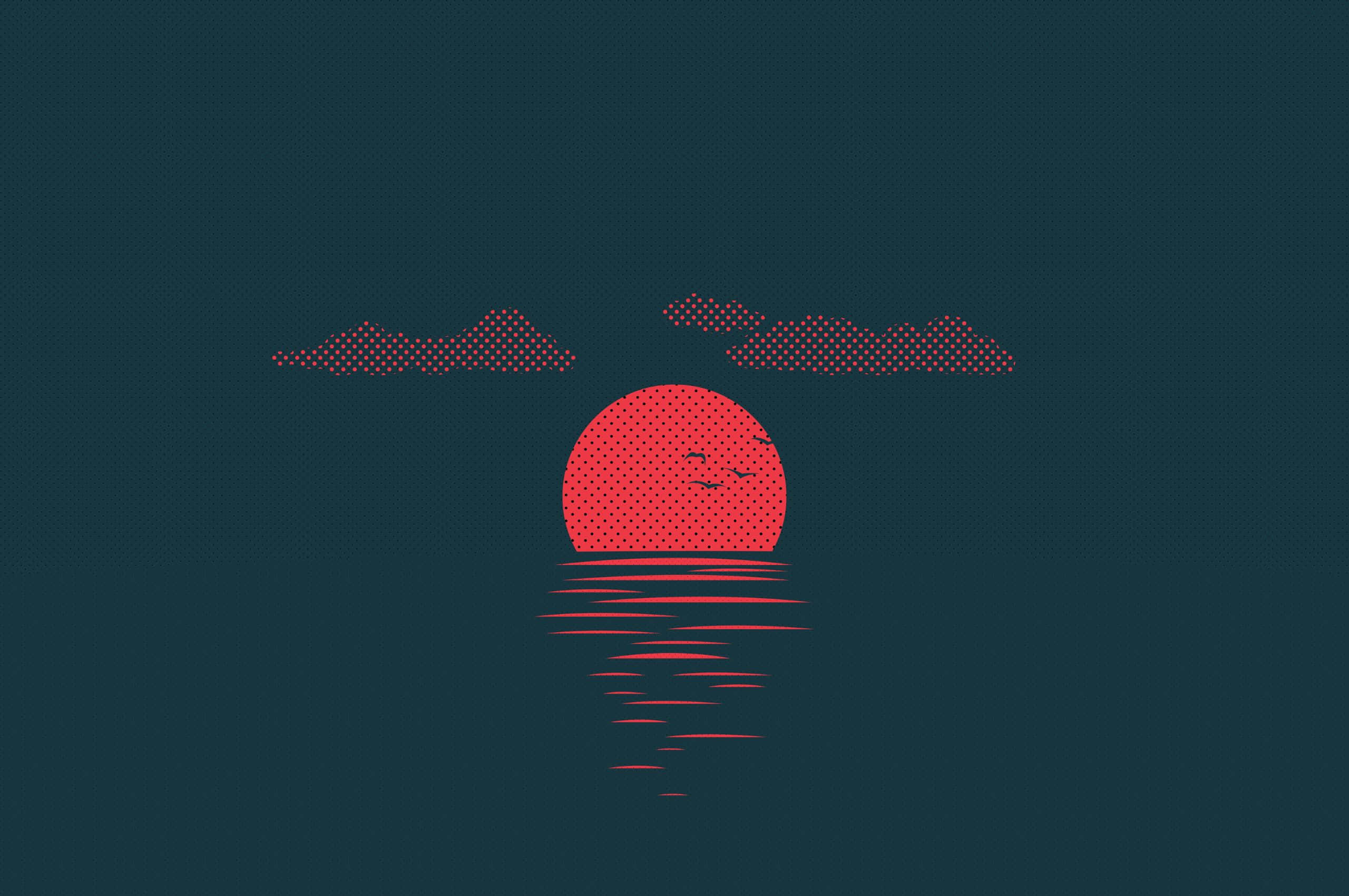 2560x1700, Electric Purple Sky, red sun, 2K Desktop Wallpaper