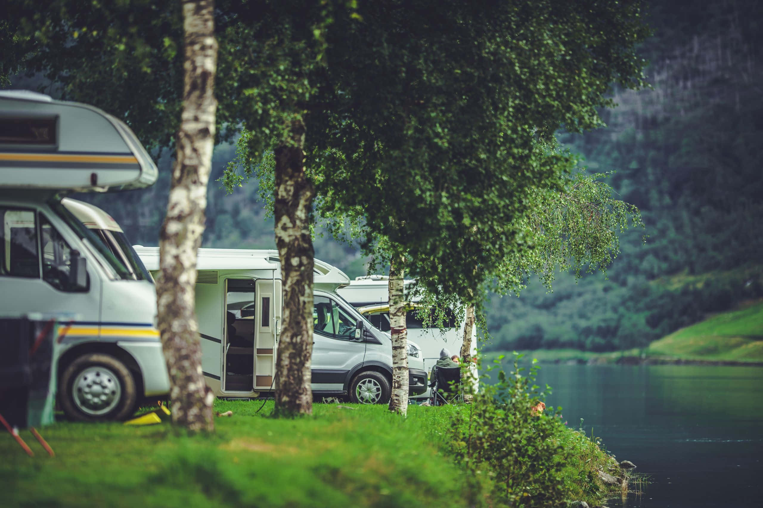 2560x1704, Sunset, White camper vans, 2K Desktop Wallpaper