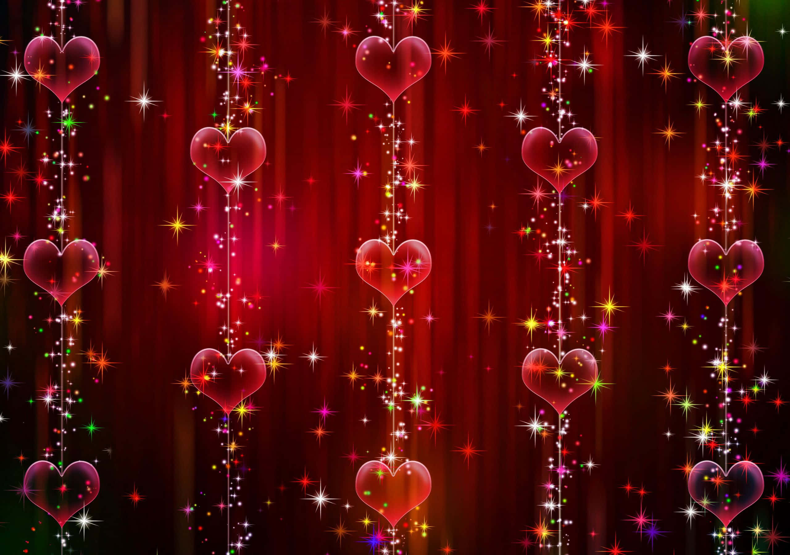 2560x1800, red hearts, crimson backdrop, 2K Desktop Wallpaper