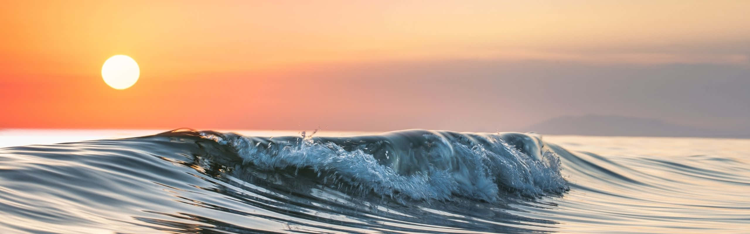 2560x800, sunset, ocean wave, 2K Desktop Wallpaper