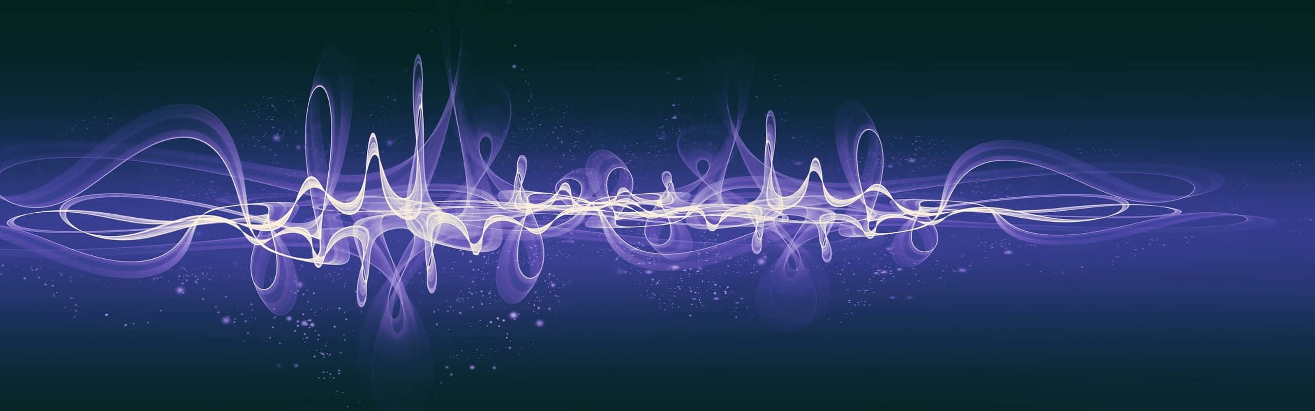 2560x800, glowing purple, white waveforms, 2K Desktop Wallpaper