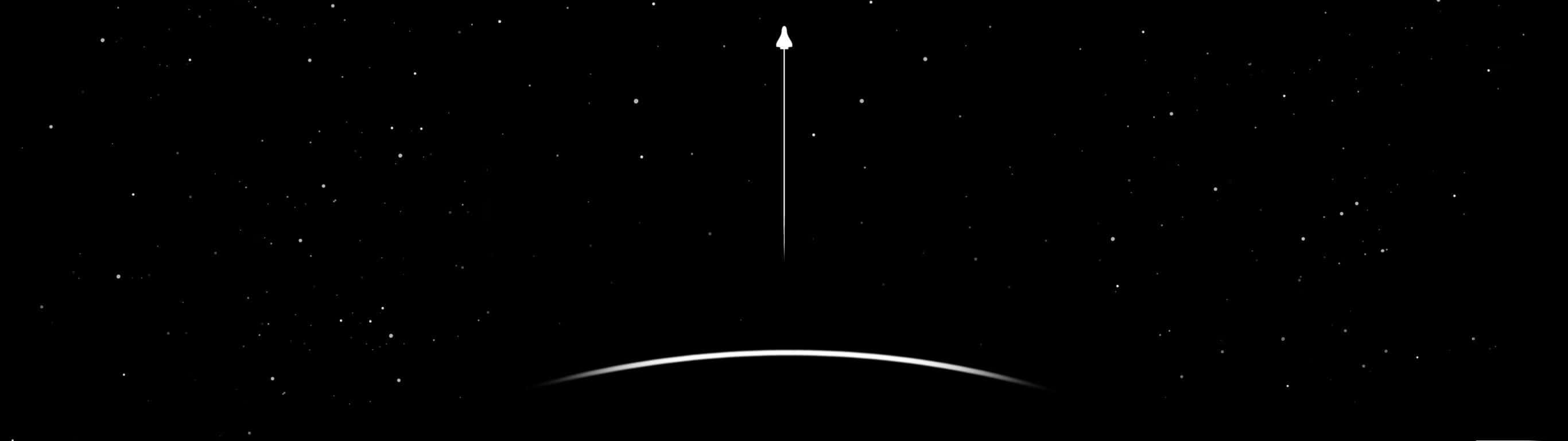 2732 X 768, Black Galaxy, white arrow, 2K Desktop Wallpaper