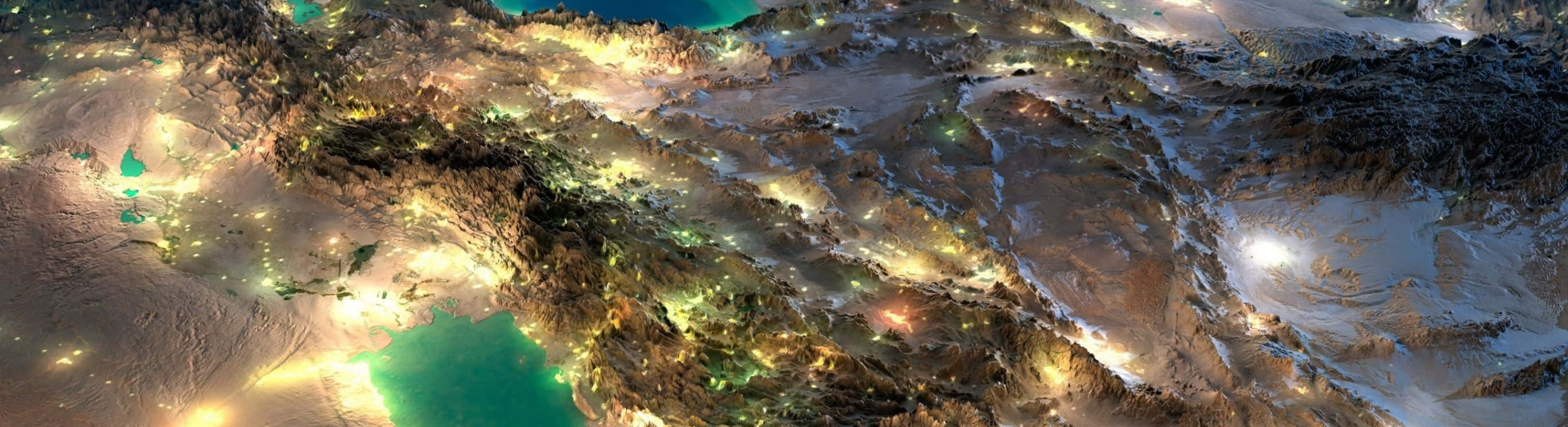 2732 x 768, rugged mountainous terrain, night, 2K Desktop Wallpaper