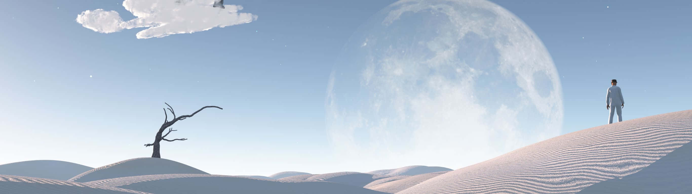 2732x768, moon, desert, 2K Desktop Wallpaper