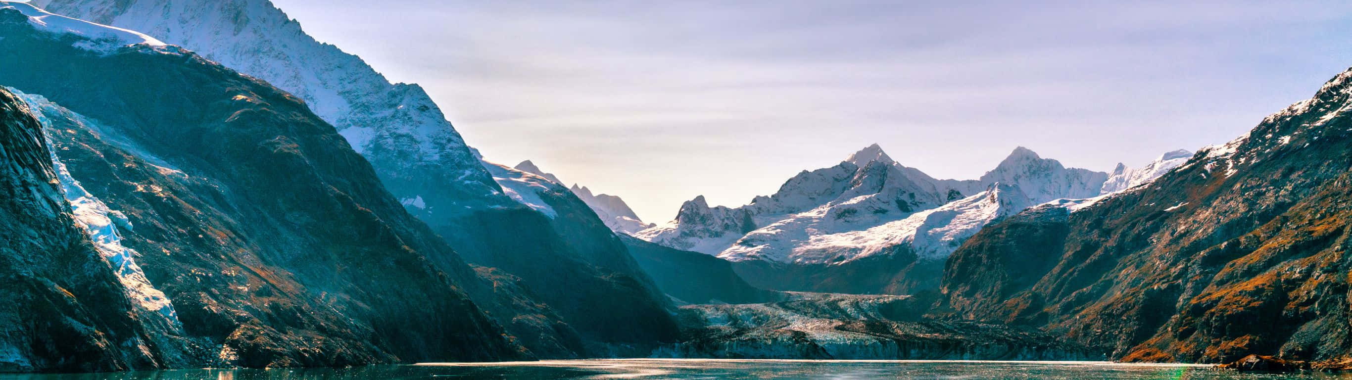 2732x768, glacial fjord, snow-capped mountains, 2K Desktop Wallpaper