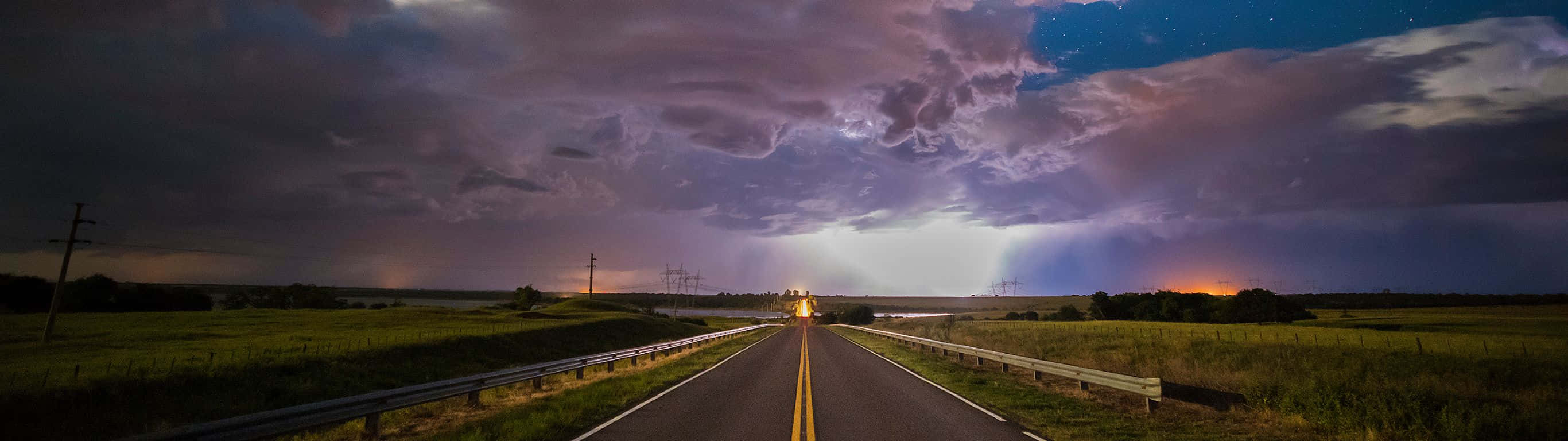 2732x768, purple storm sky, lightning, 2K Desktop Wallpaper