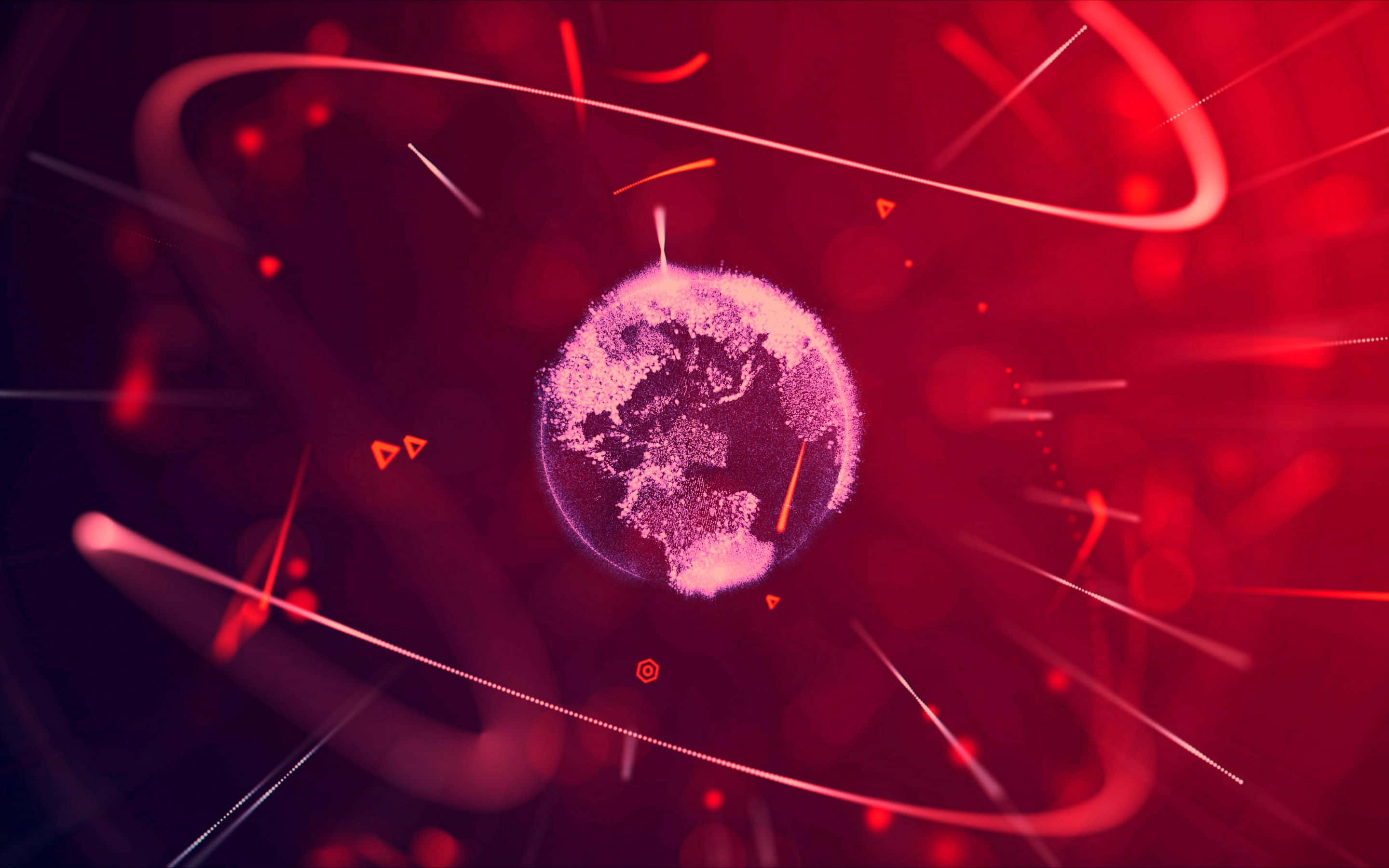 2880x1800, globe, pink particles, 2K Desktop Wallpaper