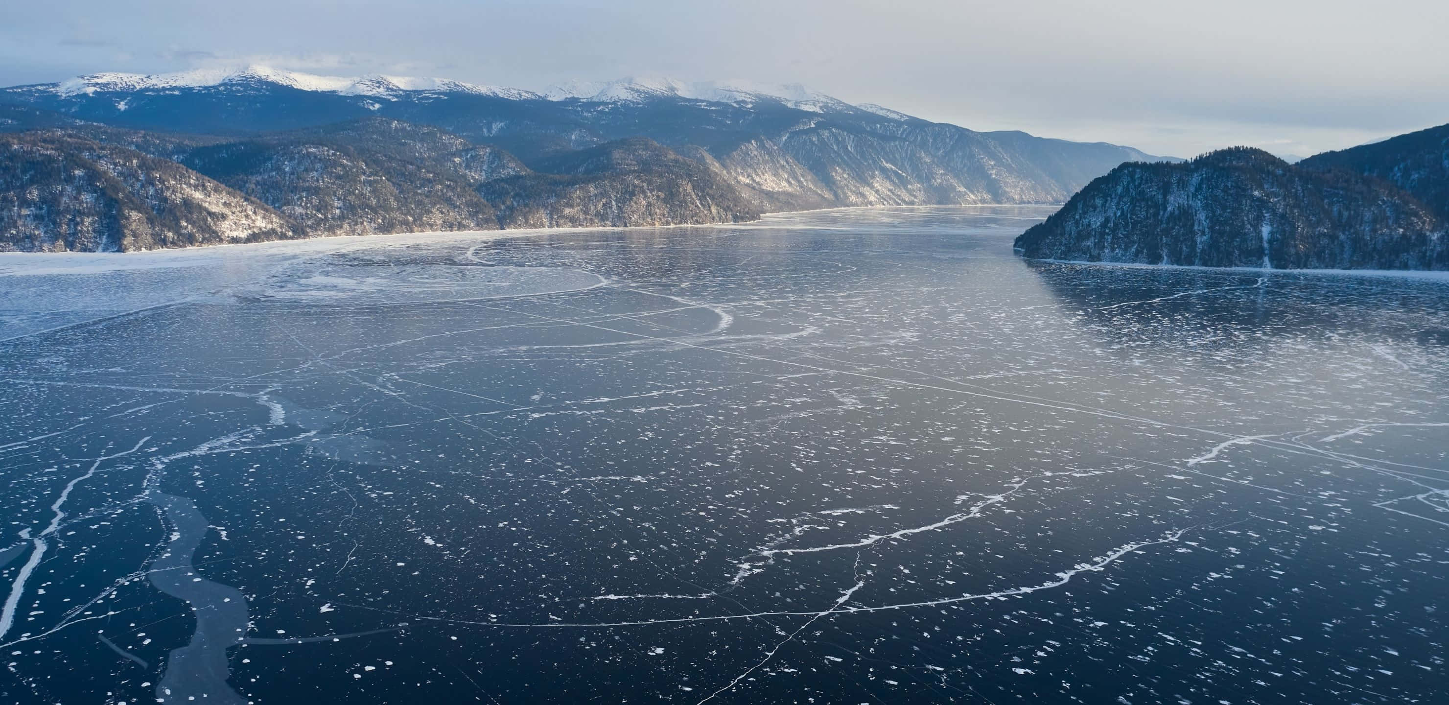 2960x1440, frozen lake, ice cracks, 2K Desktop Wallpaper