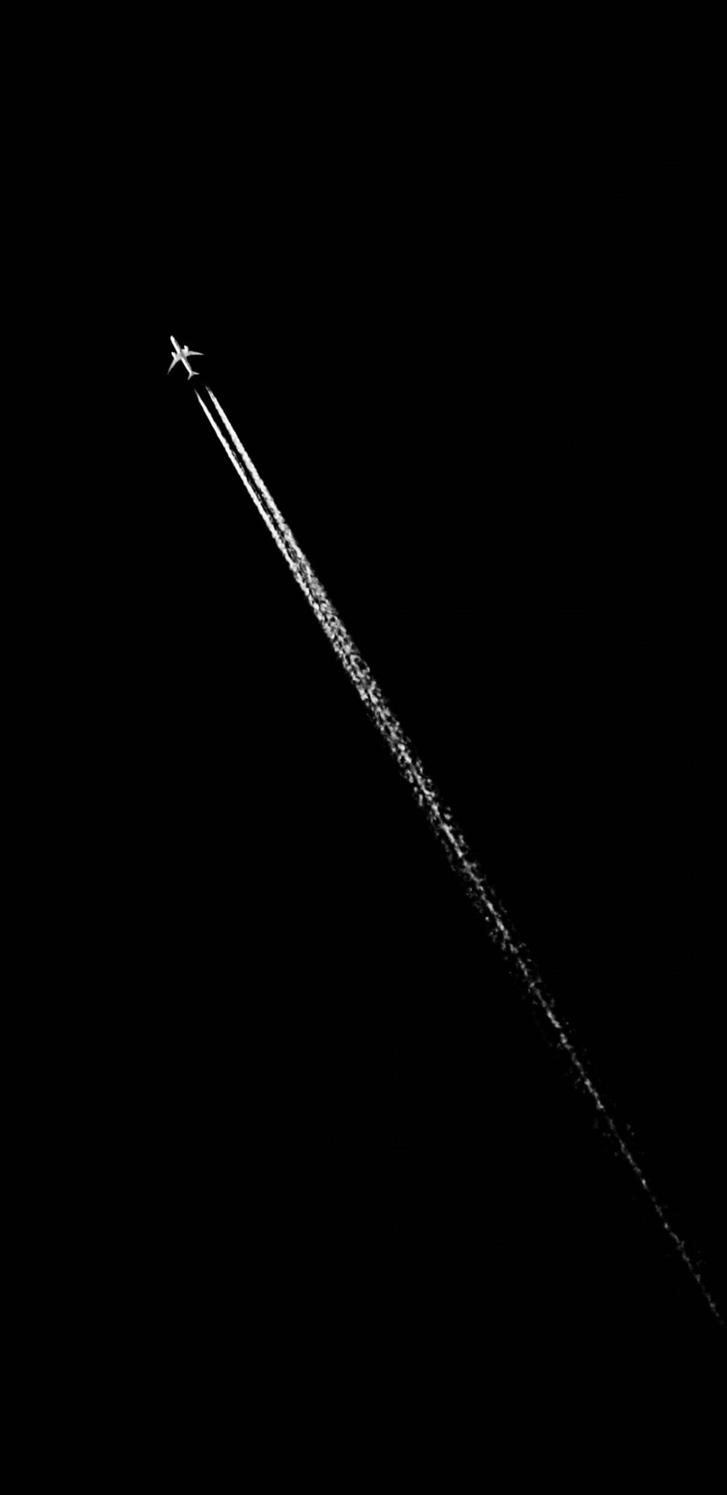 white airplane, 2K Amoled, contrail, 2K Phone Wallpaper