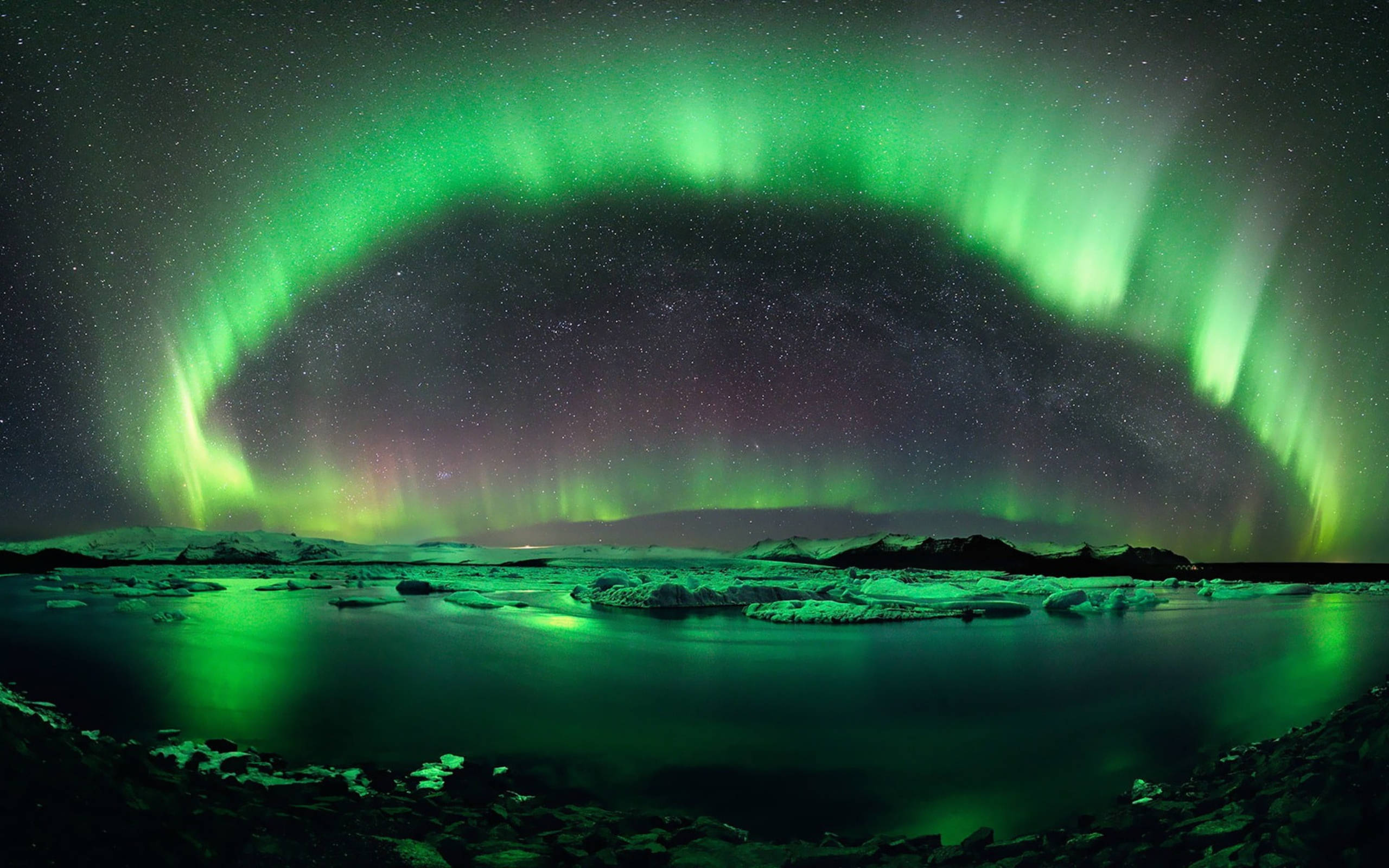 2k, aurora borealis, starry night sky, 2K Desktop Wallpaper
