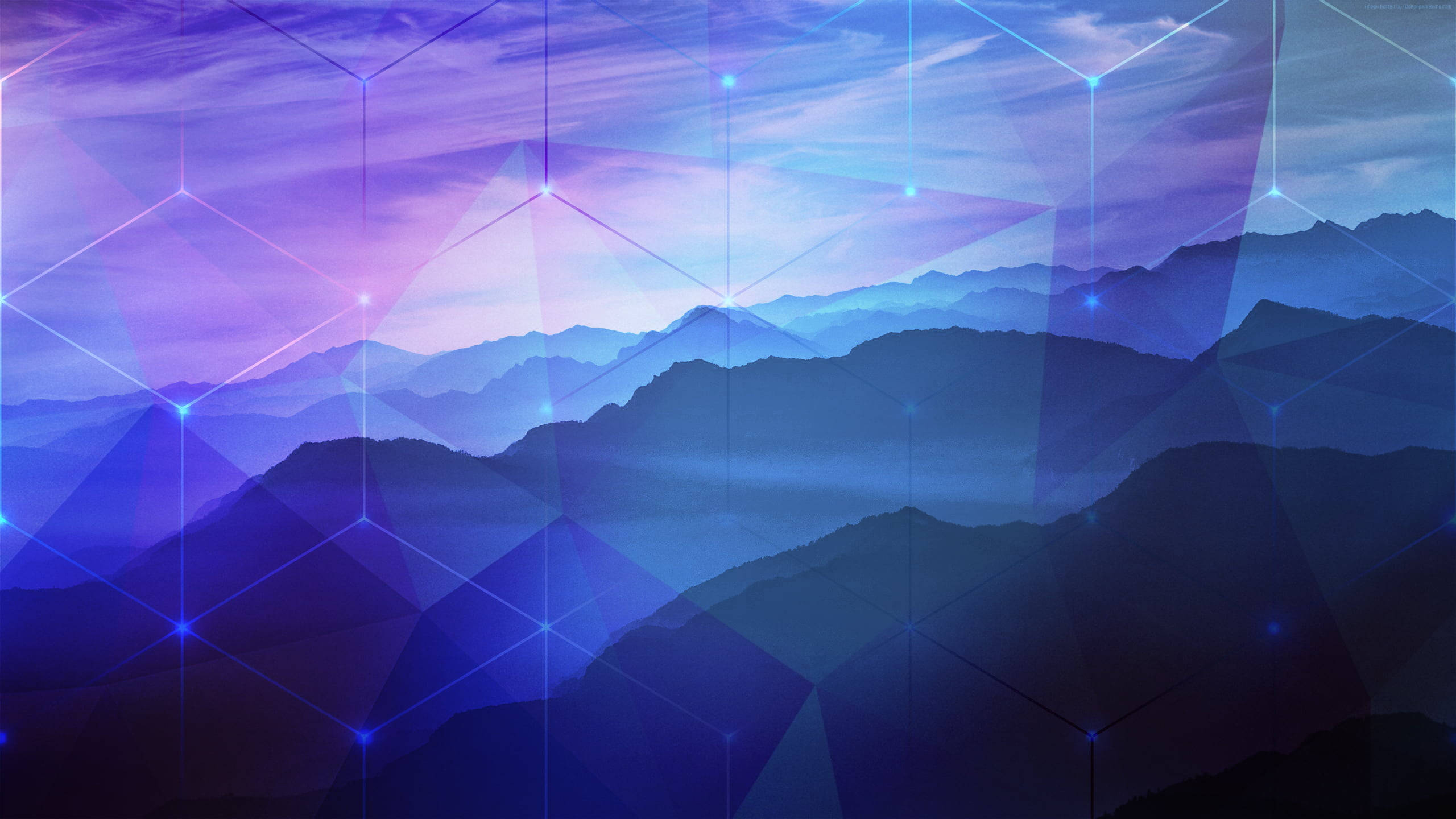 2k, low poly, purple mountains, 2K Desktop Wallpaper