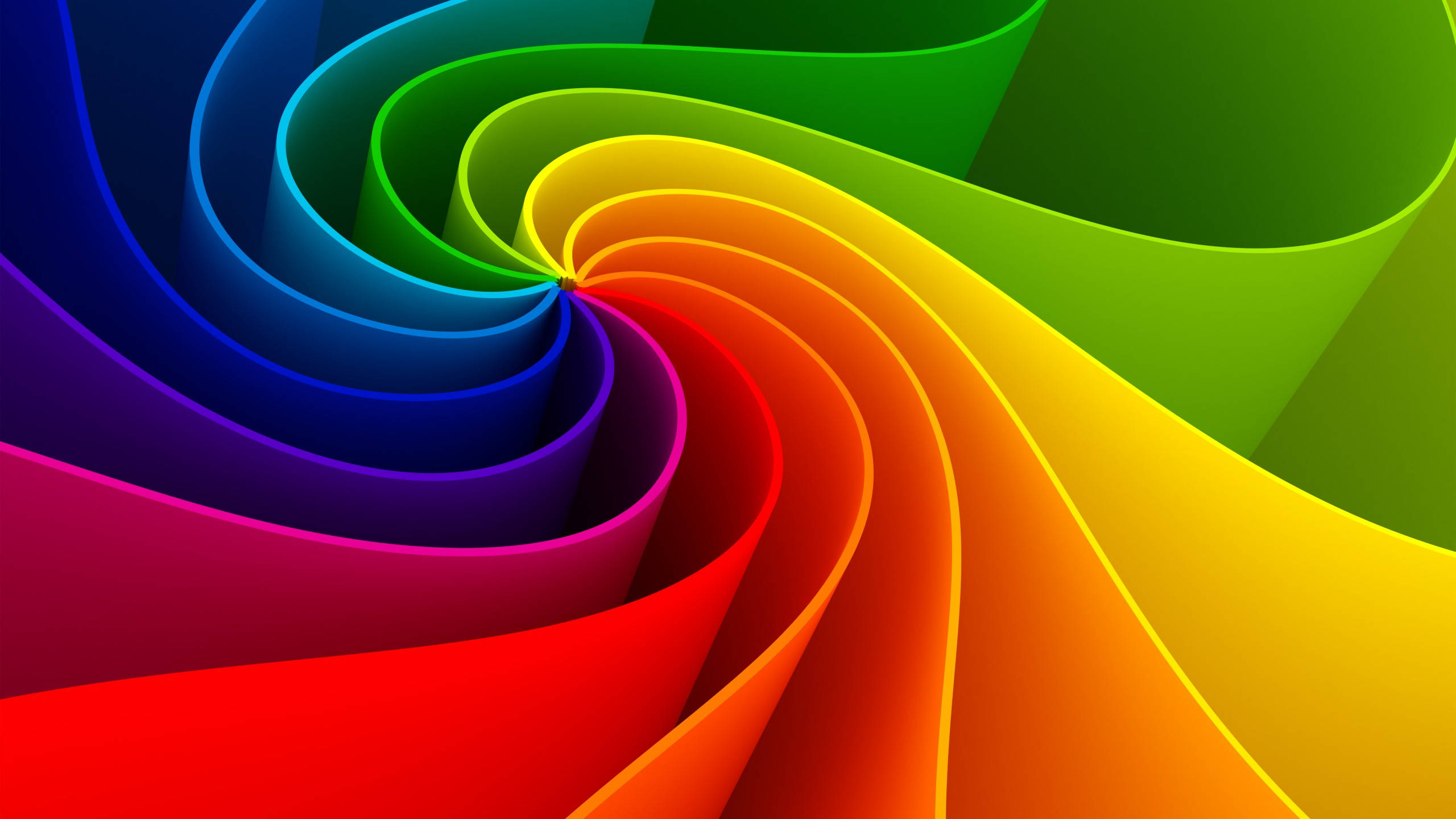 2k, rainbow, vector wave patterns, 2K Desktop Wallpaper